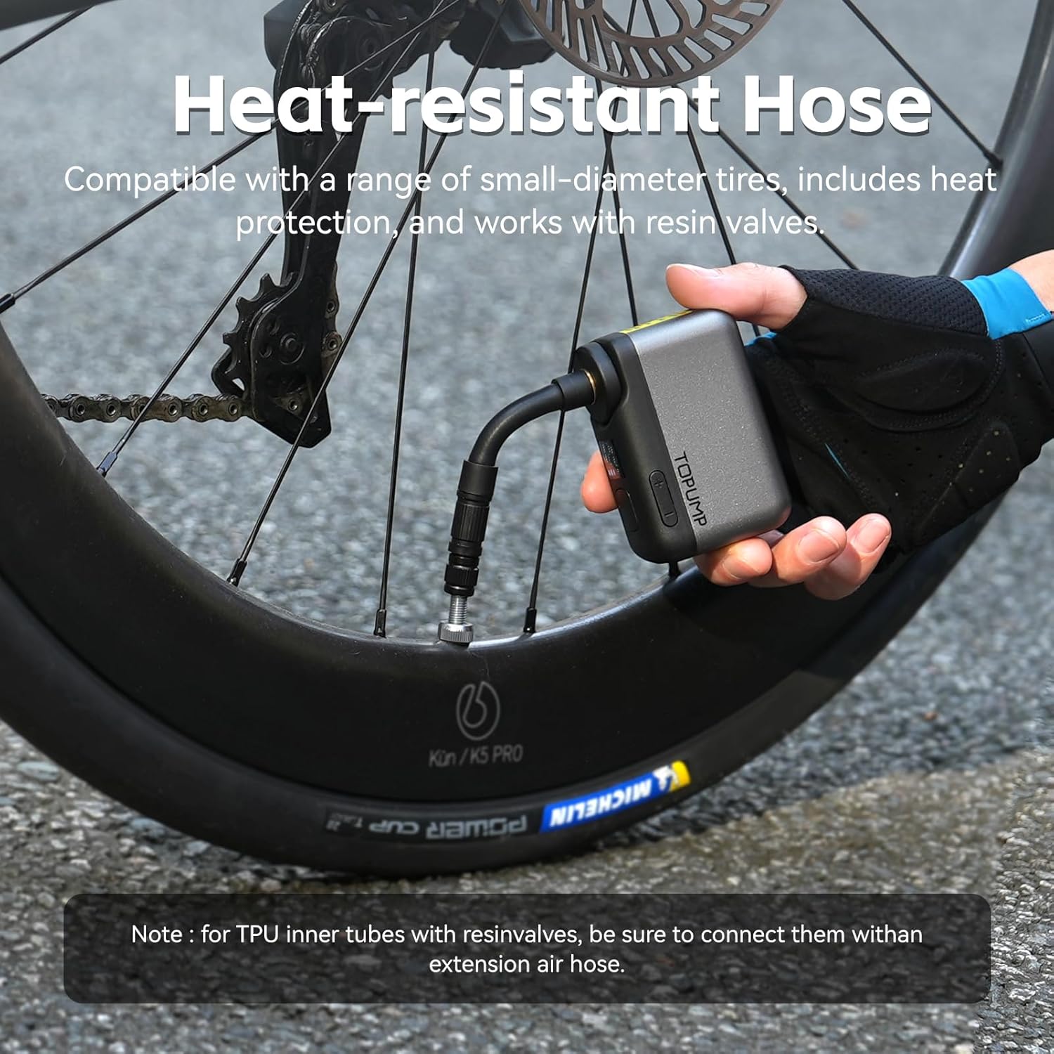Thumbnail 5 de TOPUMP Tiny Pump Mini Bike Tire Pump with Gauge and Auto Stop