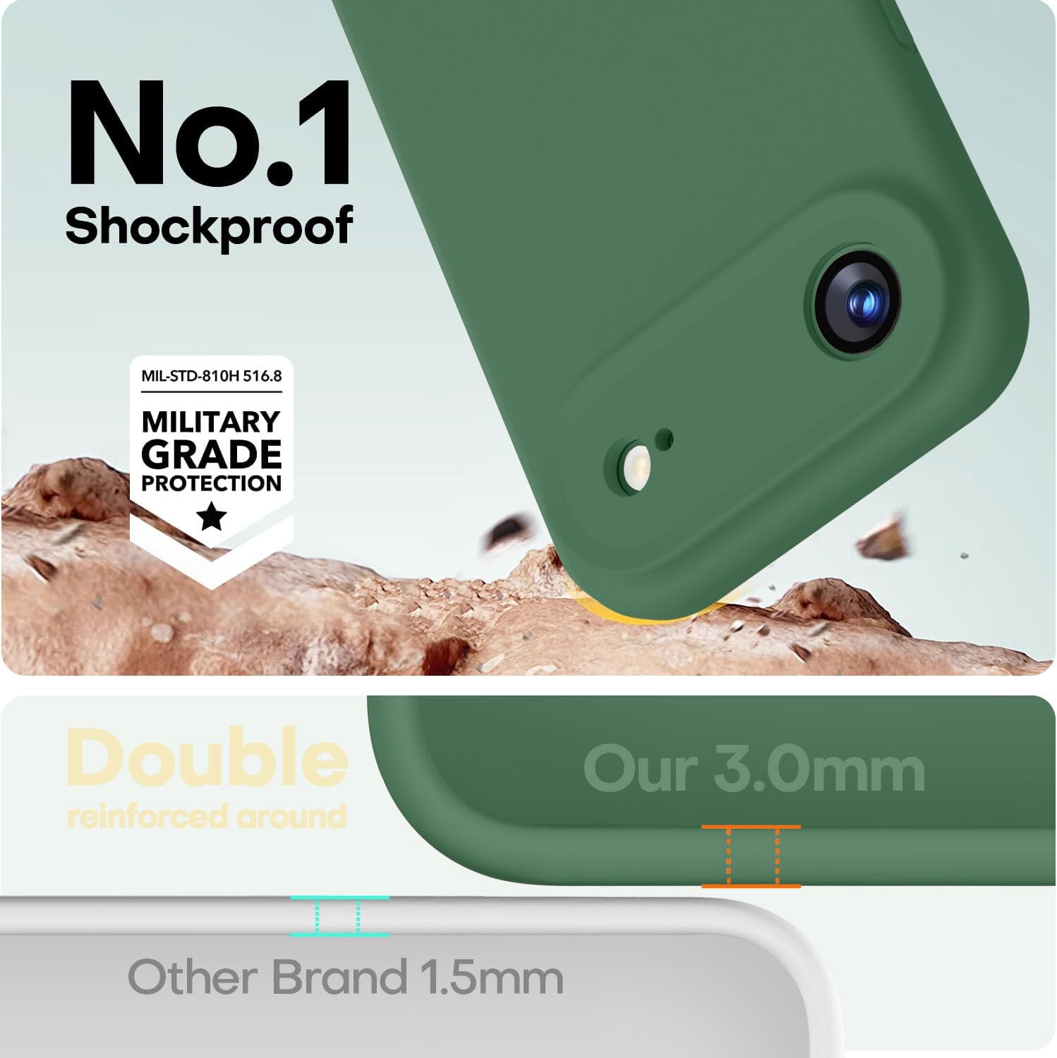 Thumbnail 2 de LOVE 3000 Designed for iPhone Air Case – Premium Silicone, MagSafe Compatible, 6.5" (Green)