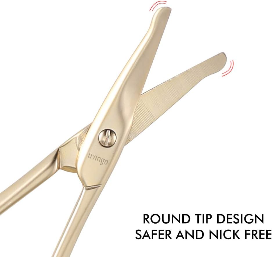 Detalle de LIVINGO 9cm Small Safety Facial Nose Hair Scissors with Rounded Tip & Curved Blade (Gold)