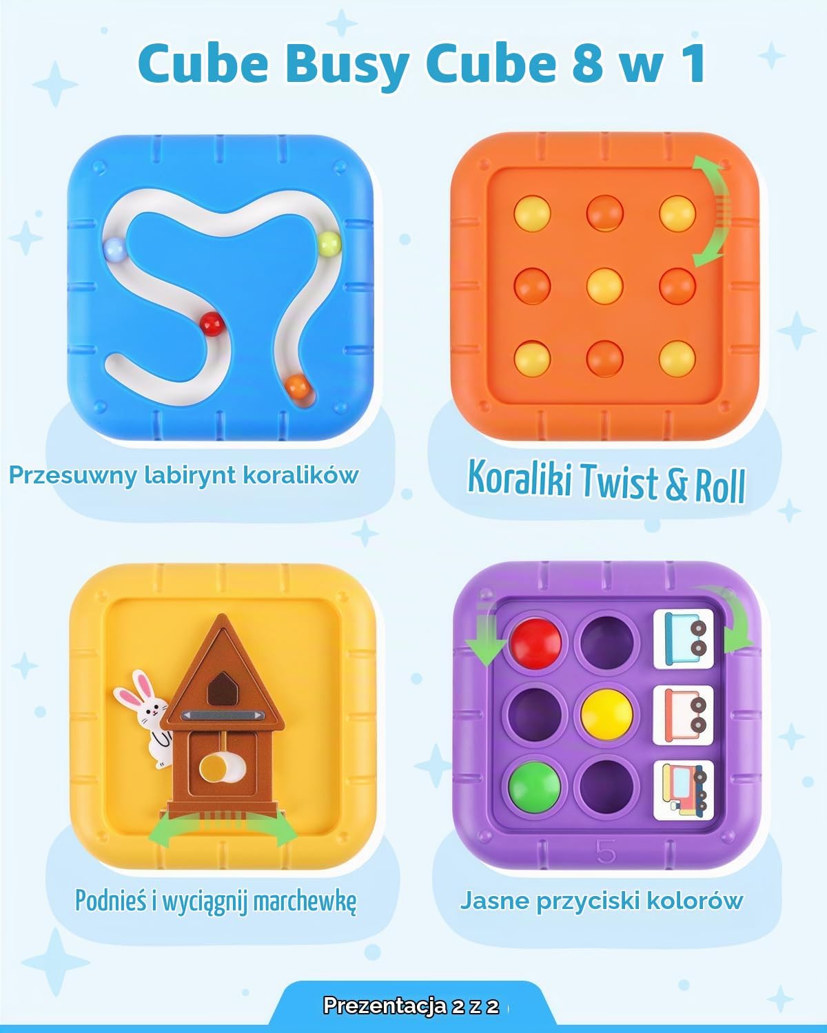 Detalle de ZCOINS 7790 Busy Cube 8 w 1 – składana zabawka Montessori z ABS