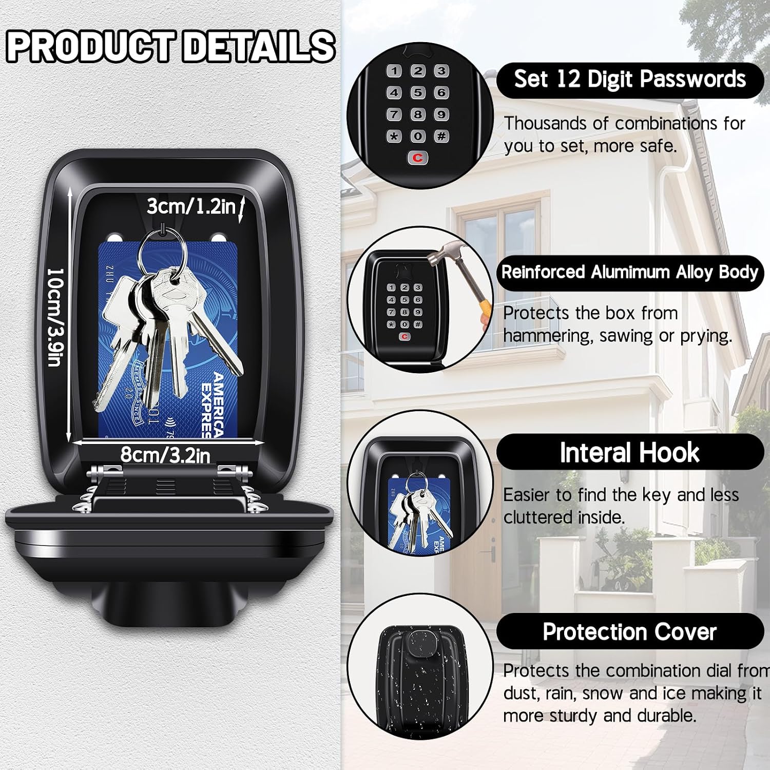 Detalle 1 de KeySafe Pro 12-Digit Wall Mounted Key Box
