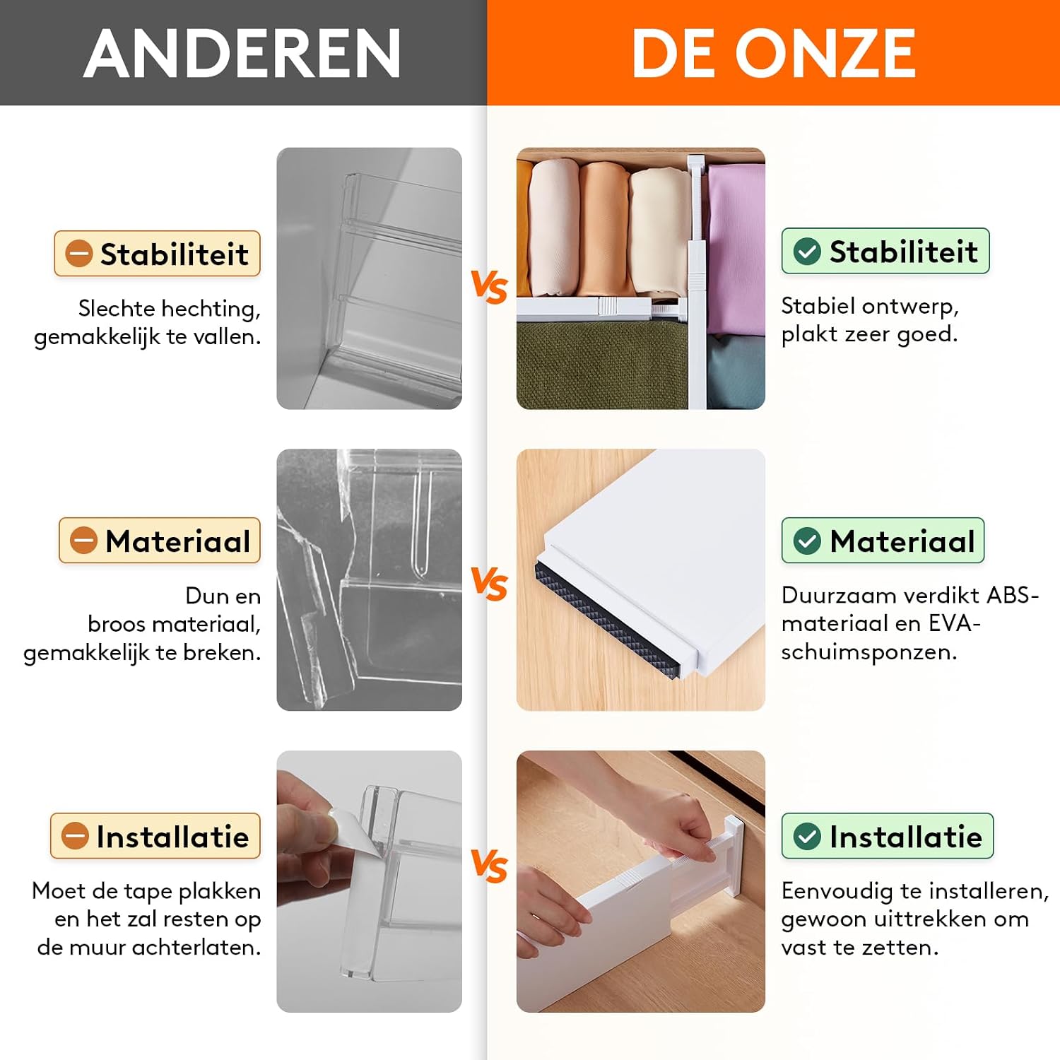 Detalle 1 de Lifewit 23041 ladeverdelers, 5 stuks, verstelbaar van 28 tot 44,5 cm