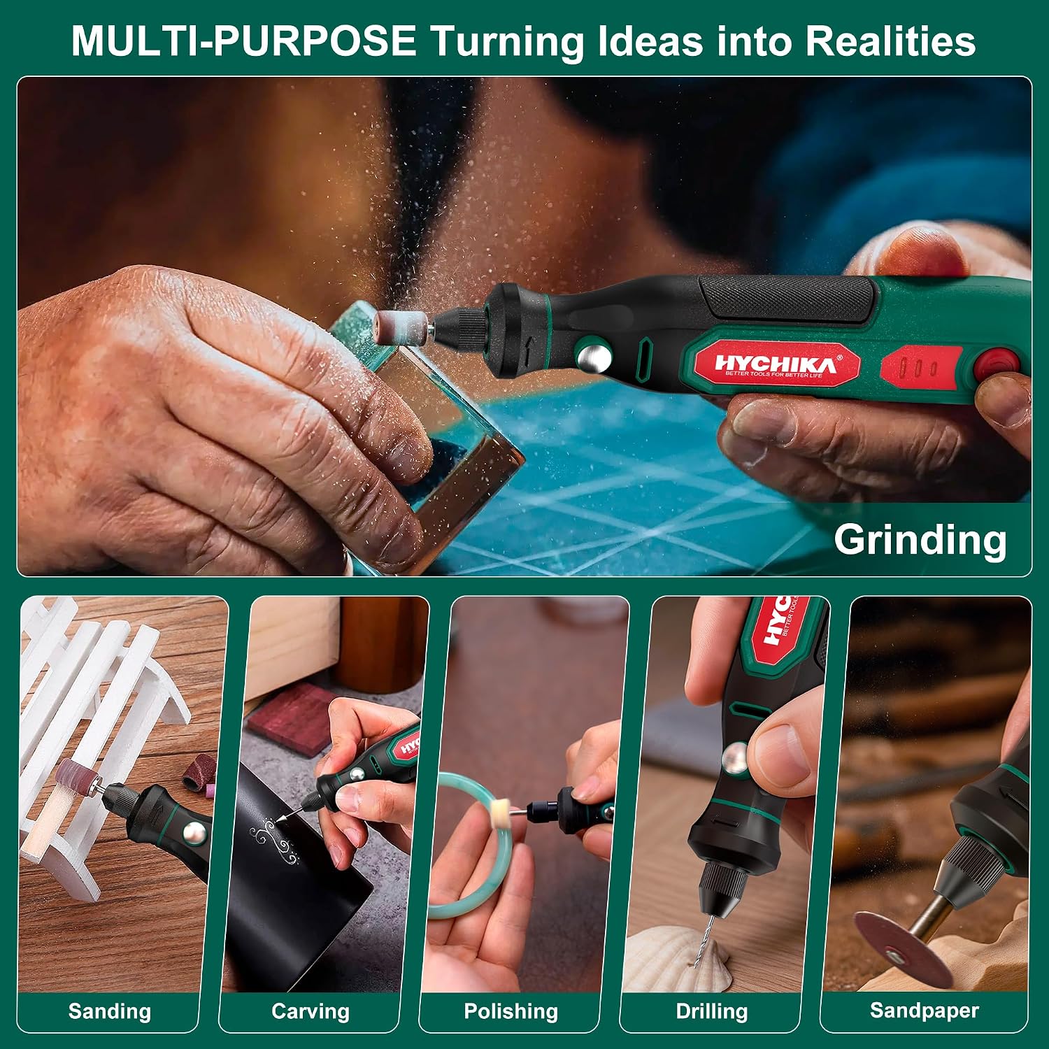 Detalle de HYCHIKA Mini Cordless Rotary Tool 3.6V