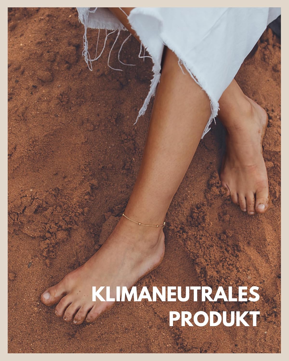 Detalle 2 de GD GOOD.designs EST. 2015 Fußkettchen für Damen (Silber) – wasserfest & verstellbar mit kleinen Perlen