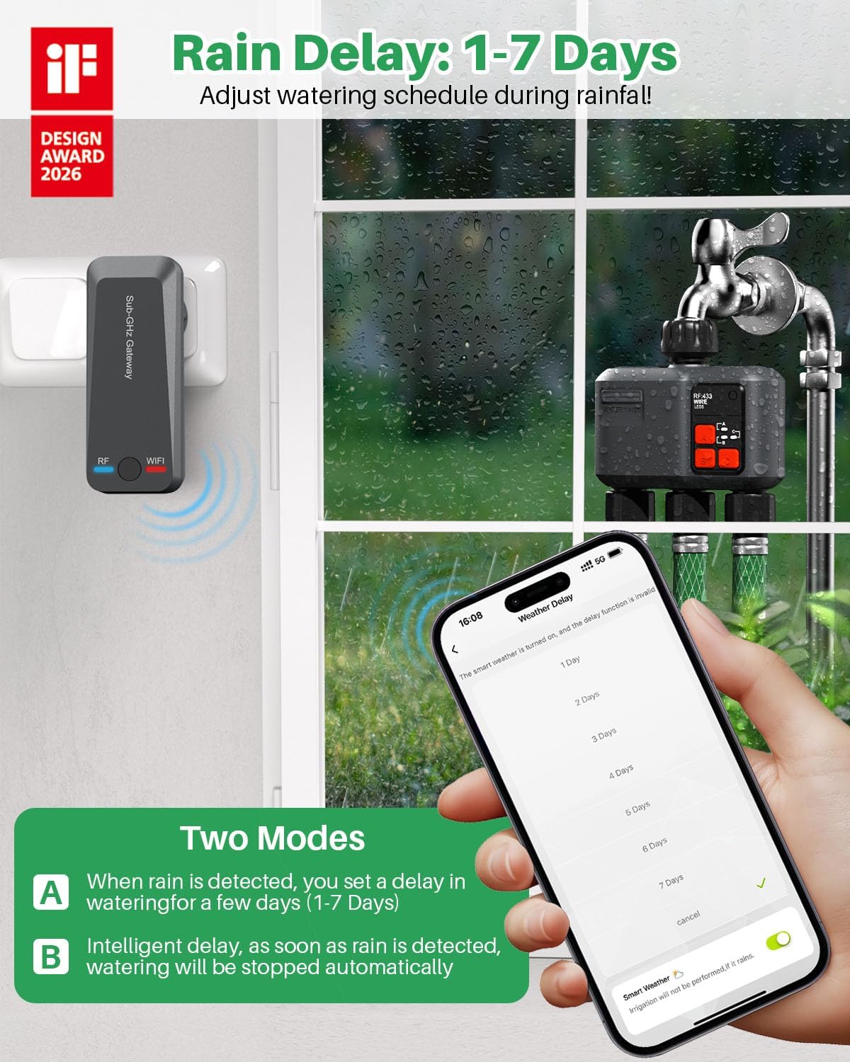 Thumbnail 4 de johgee Bewässerungscomputer WLAN mit 3 Ausgängen (300M RF) & Smart-Life/Alexa