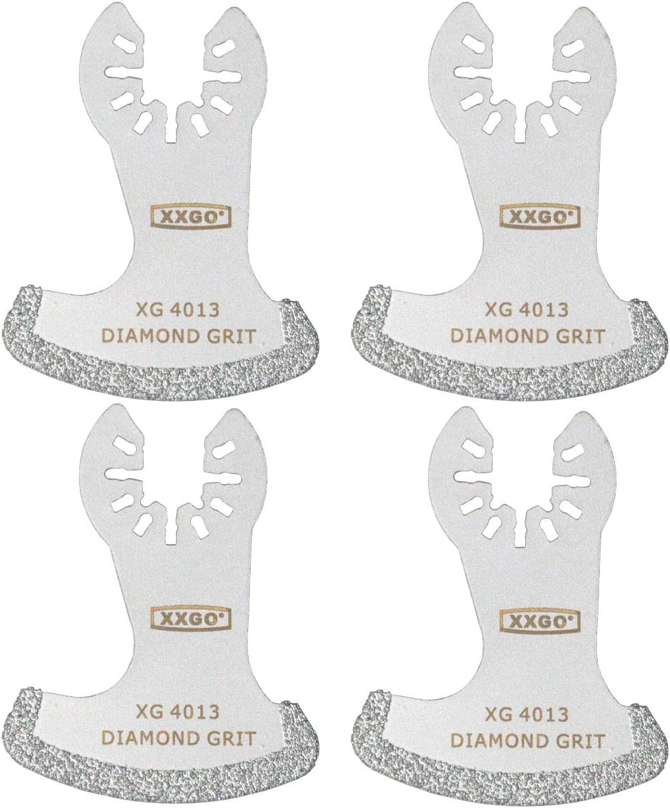 Detalle de XXGO 4pc Diamond Multi Tool Blades for Grout Removal, Plaster & Mortar Cleanup (Compatible with Bosch / Dremel / Fein / Makita & more)