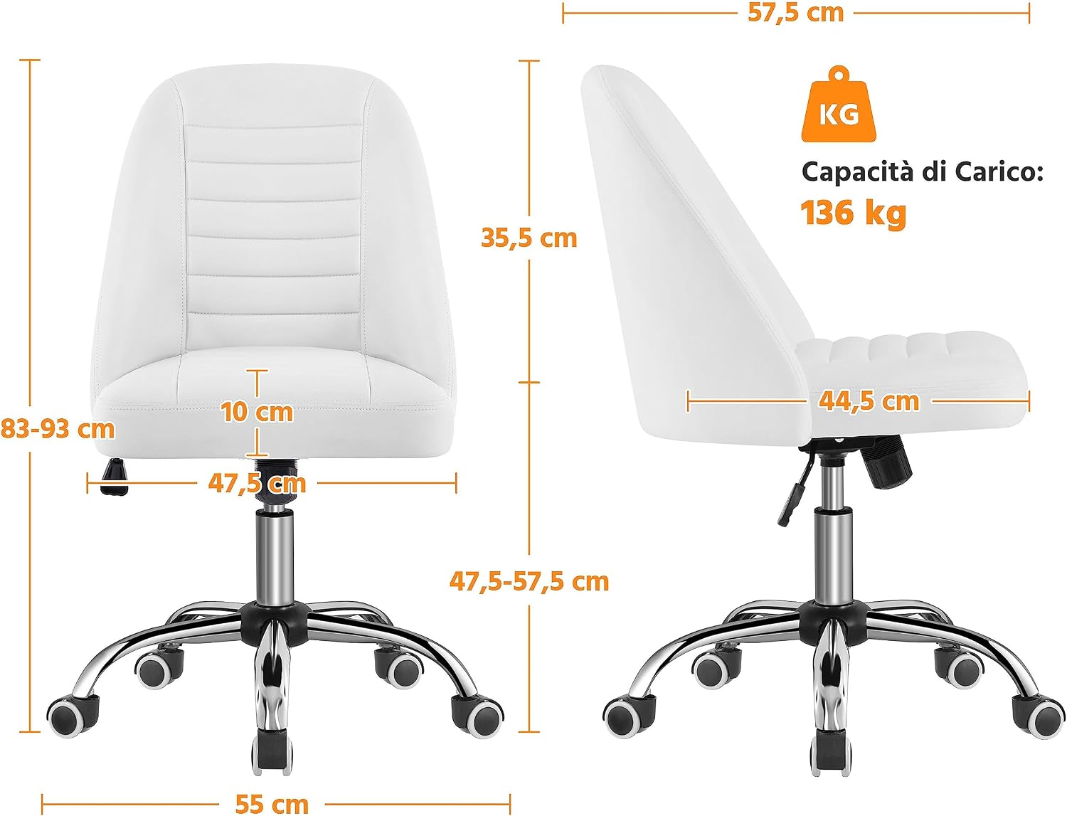Detalle 1 de Yaheetech Sedia Ufficio Reclinabile 136 kg
