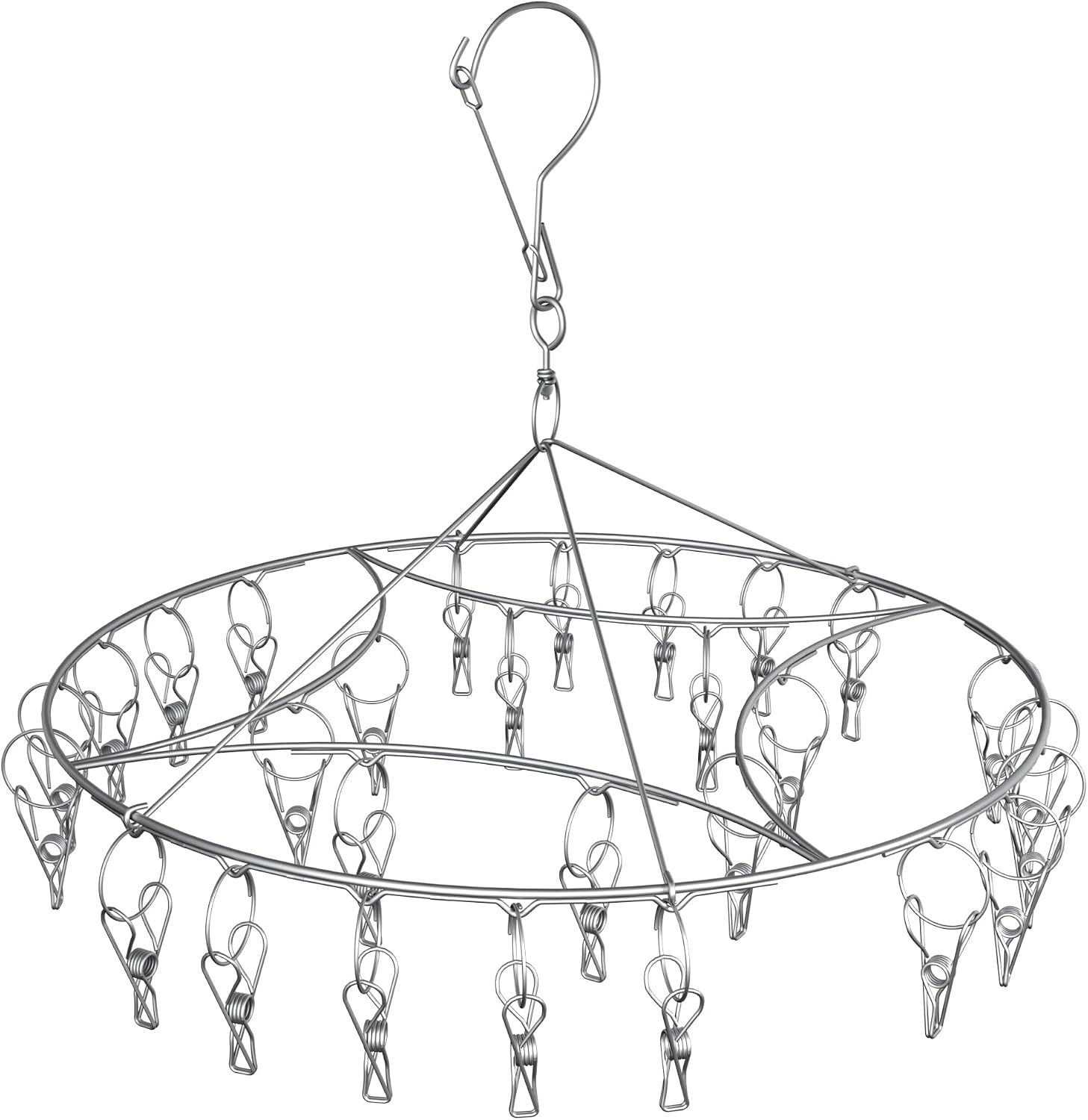 Detalle de VECELO KHD-CA-WJ12-SIY ピンチハンガー 30ピンチ 丸型・直径36cm