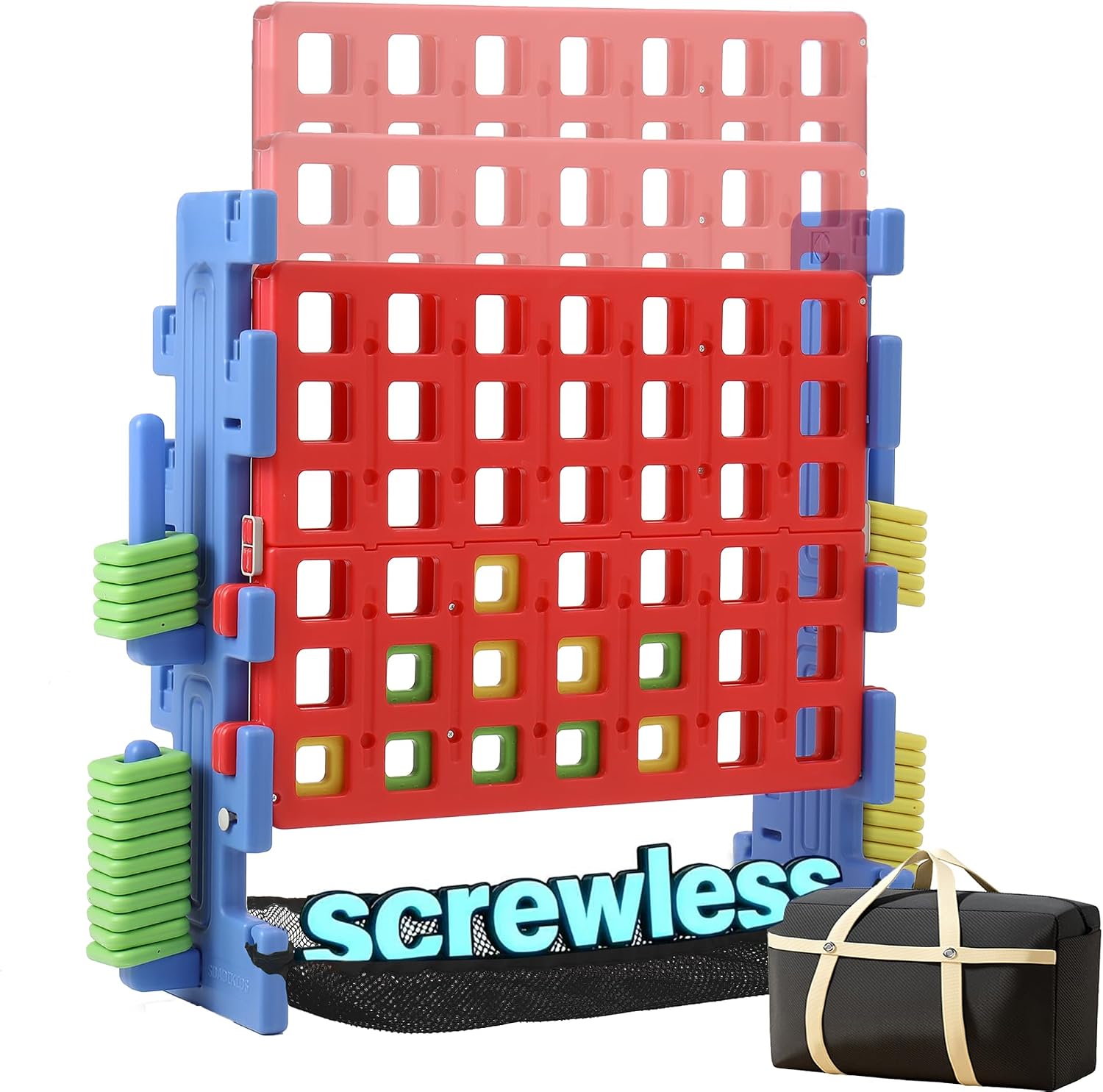 Detalle de SDADI Screwless Giant 4-in-a-Row Game Set: Block-Style, Adjustable Height, Portable Family Play