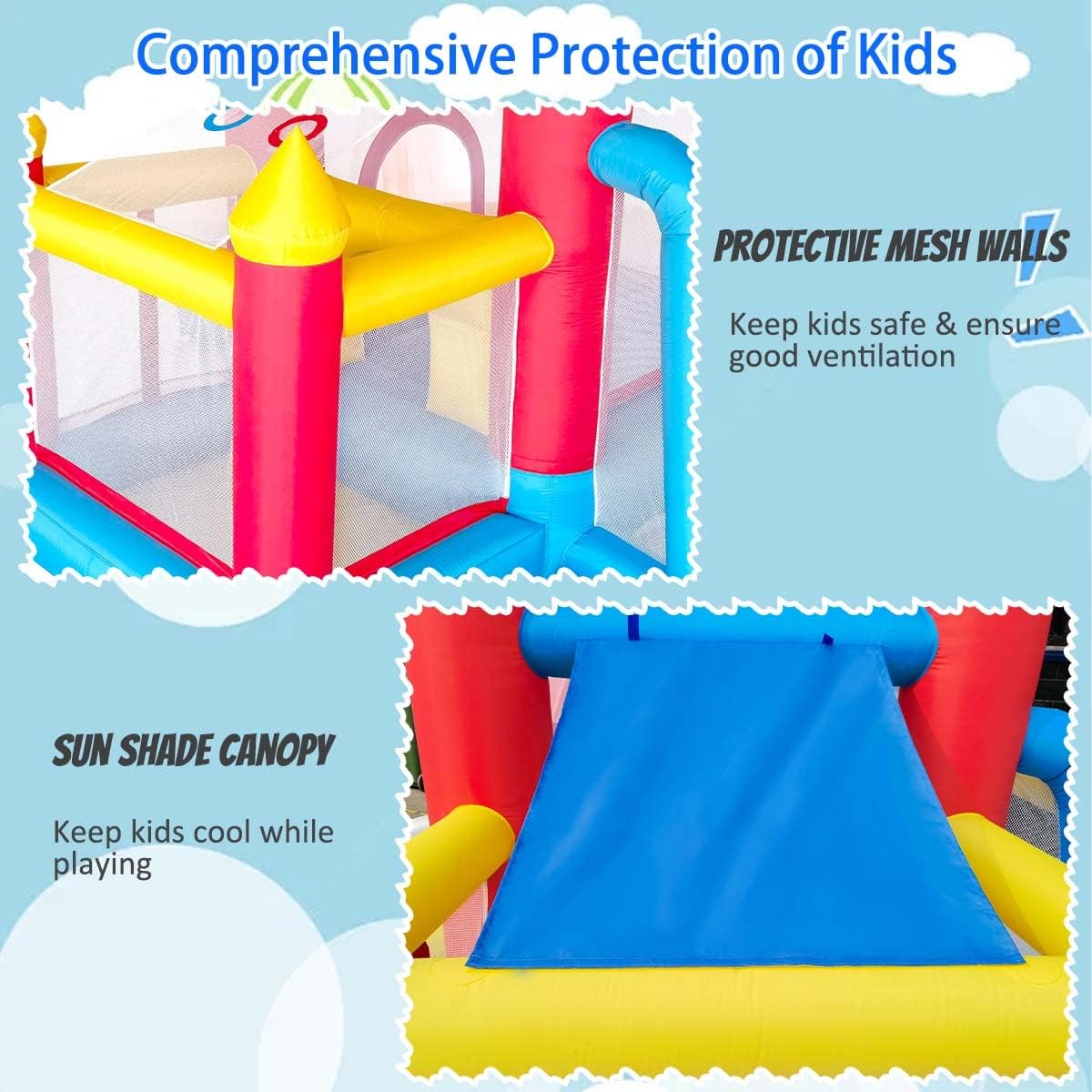 Detalle de Ballsea Bouncy Castle with Fan for Children aged 3–8, Indoor 312 x 272 x 200 cm