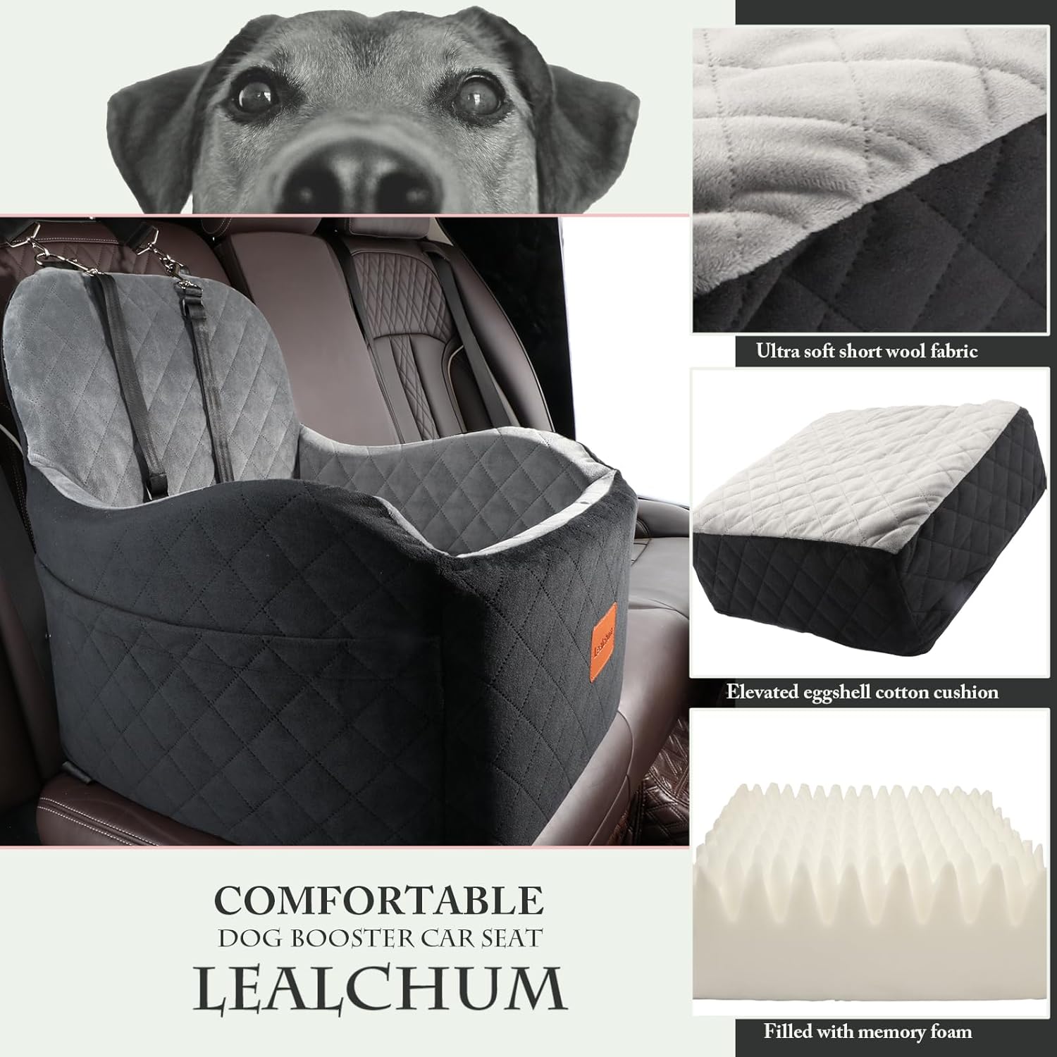 Detalle 2 de Lealchum Dog Booster Car Seat, 19 x 19 x 20in