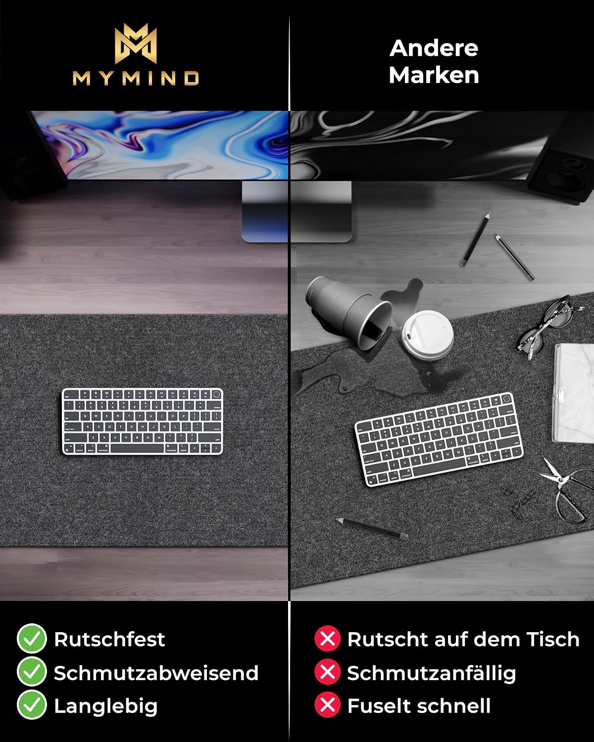 Thumbnail 4 de MYMIND Schreibtischunterlage Filz 100x40 cm