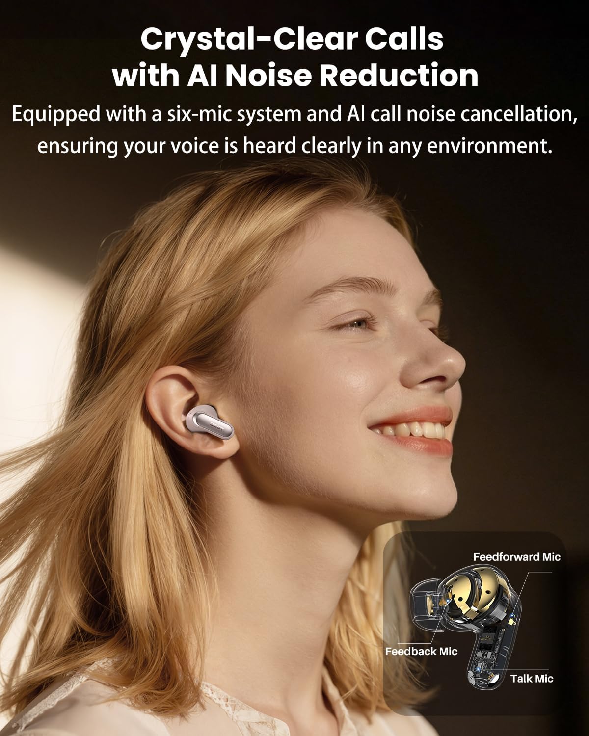 Thumbnail 4 de TOZO NC20 Pro kabellose Bluetooth-Kopfhörer (LDAC, adaptives ANC, Smart-Touchscreen, IPX8) in Roségold