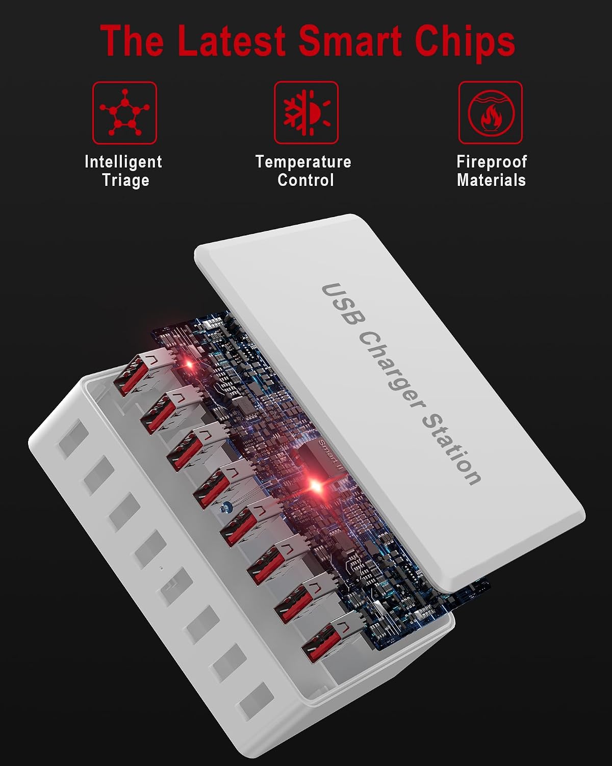 Detalle 1 de Rsydmny USB-laddstation, 8 USB-A-portar, 50 W och 5 V/10 A
