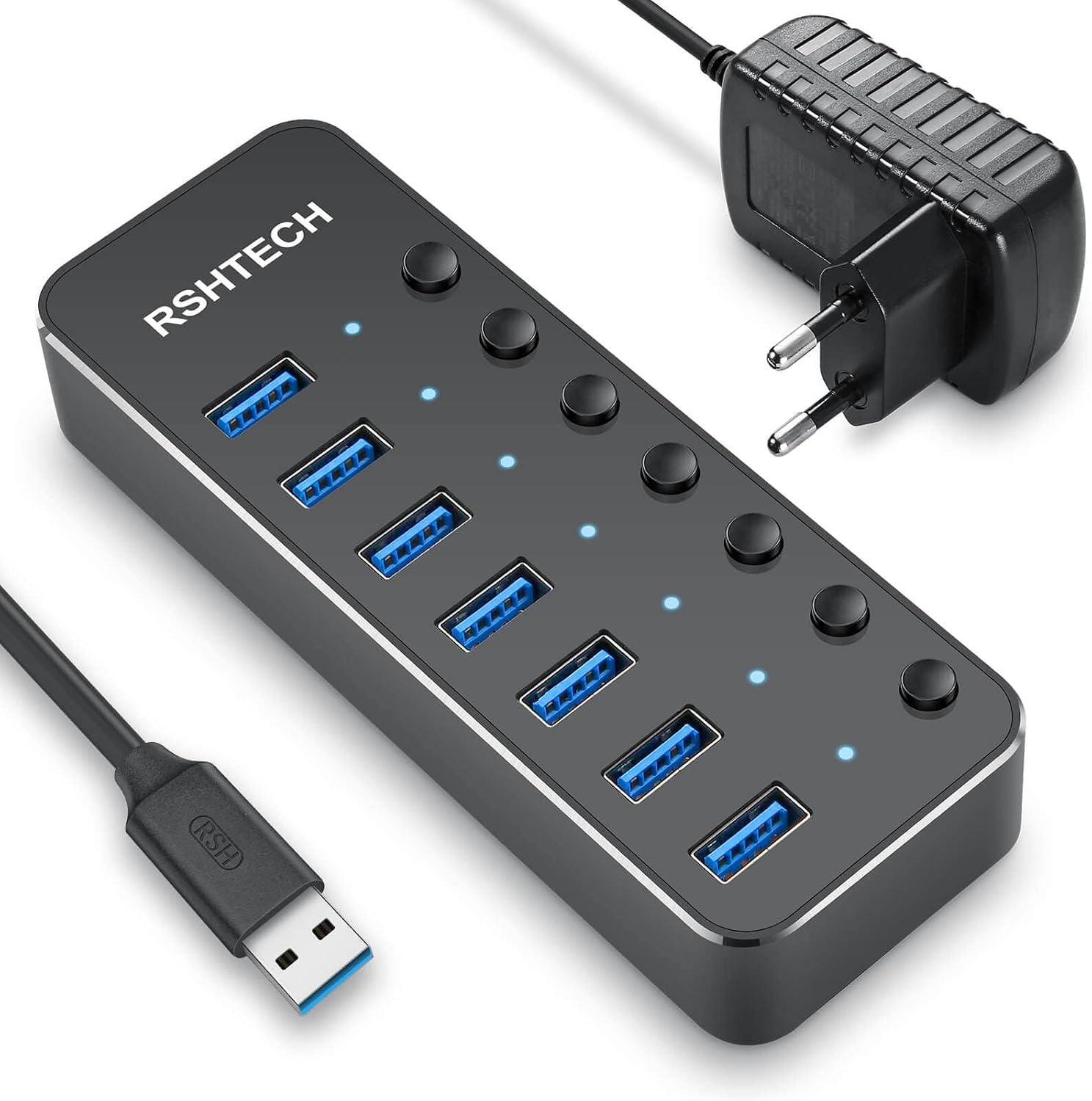 Detalle de RSHTECH USB Hub Aktiv 3.0 7 Ports