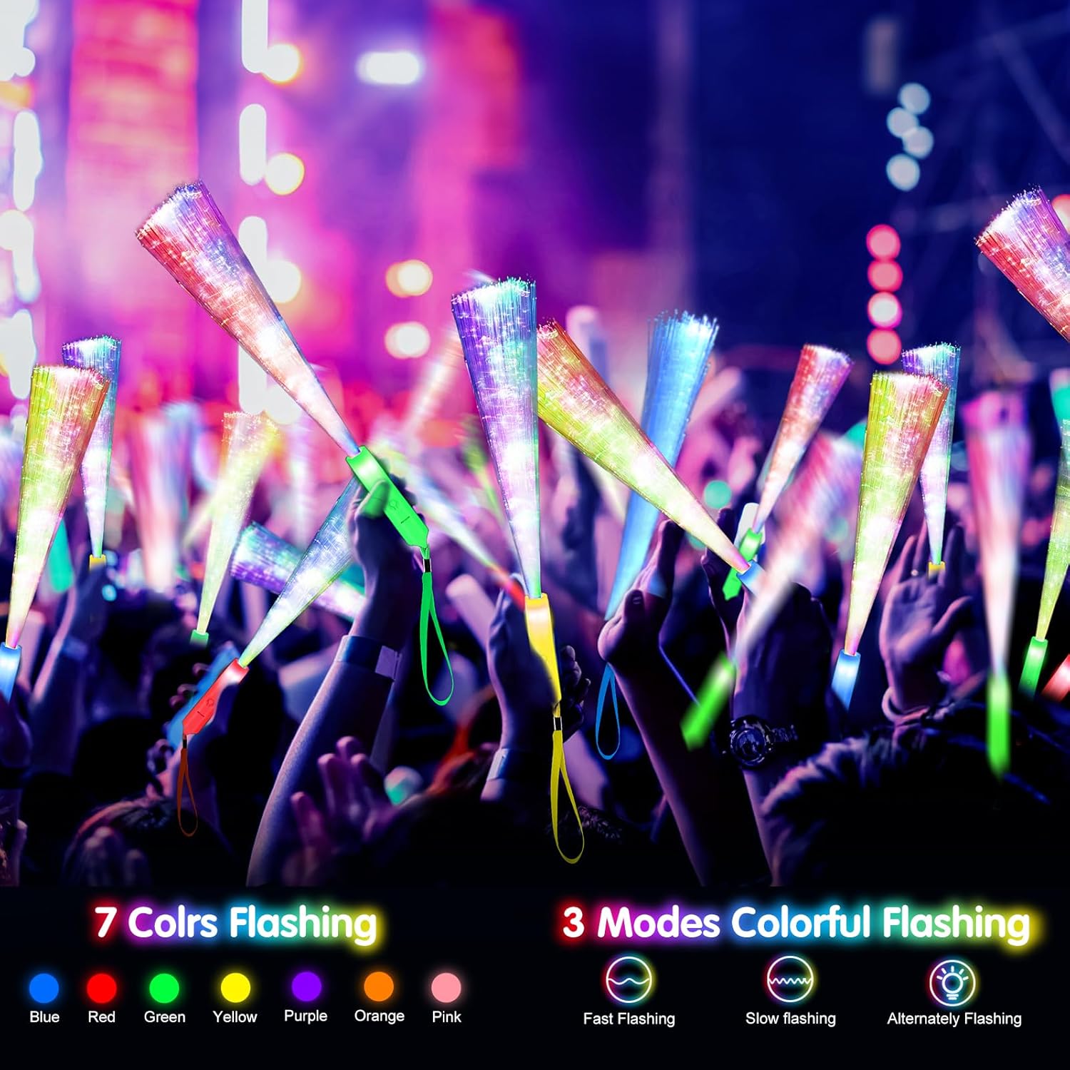 Thumbnail 3 de SHQDD 200PCS Glow Fiber Optic Sticks: LED Light Wands for Parties, Weddings & Events
