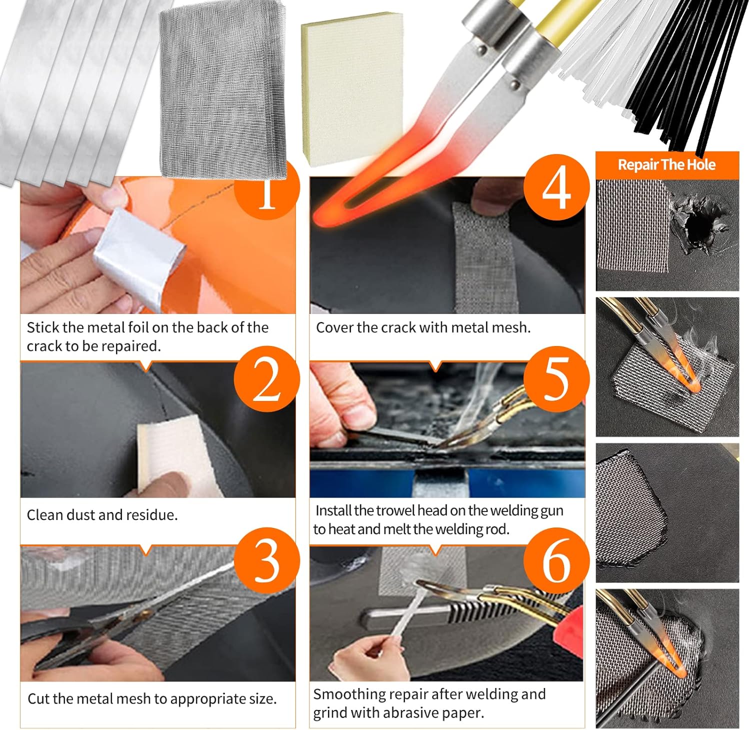 Thumbnail 4 de 220W Kunststoff Schweißgerät 2-in-1 Stoßstangen Reparatur-Set mit 800 Hot Heftern