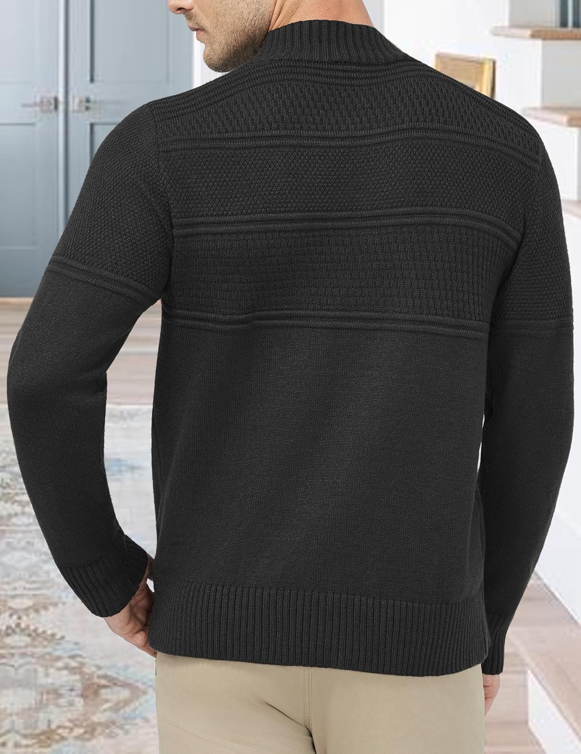 Thumbnail 3 de MLANM Men's Turtle Neck Ribbed Knitted Jumper