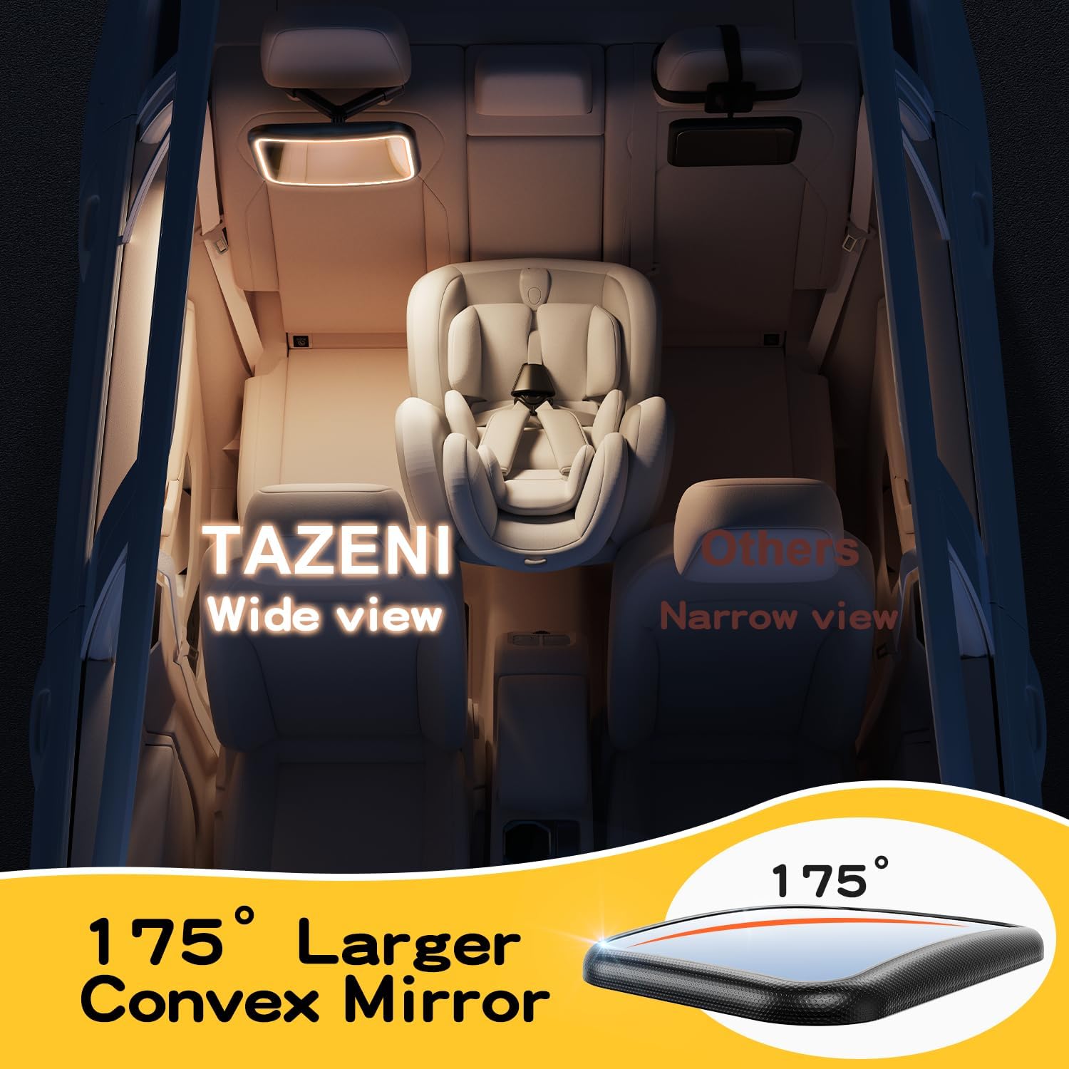 Thumbnail 4 de TAZENI BBJ-05 Baby Car Mirror with Star-Ring Light and Remote