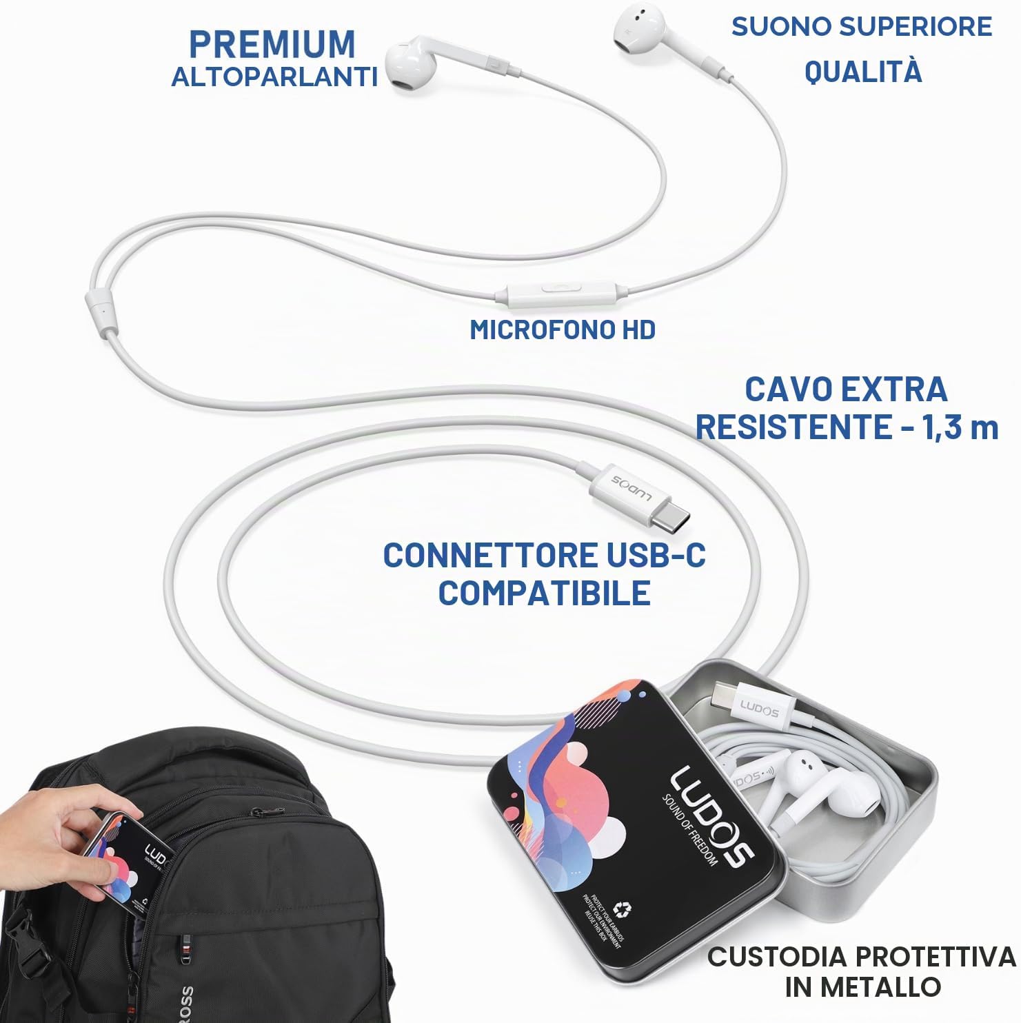 Detalle de LUDOS FEROX Cuffie USB C 5 anni