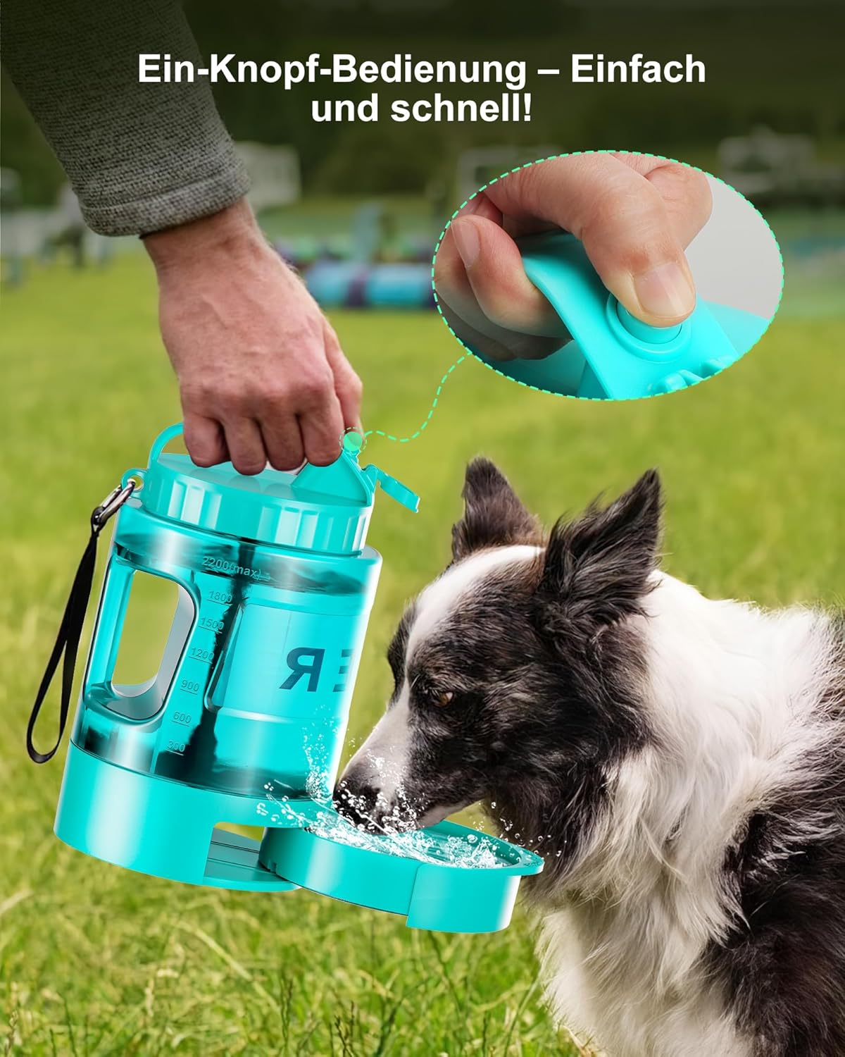 Thumbnail 2 de lesotc 2200 ml Trinkflasche für Hunde – tragbare XXL-Wasservorratsflasche für unterwegs (Mintgrün)