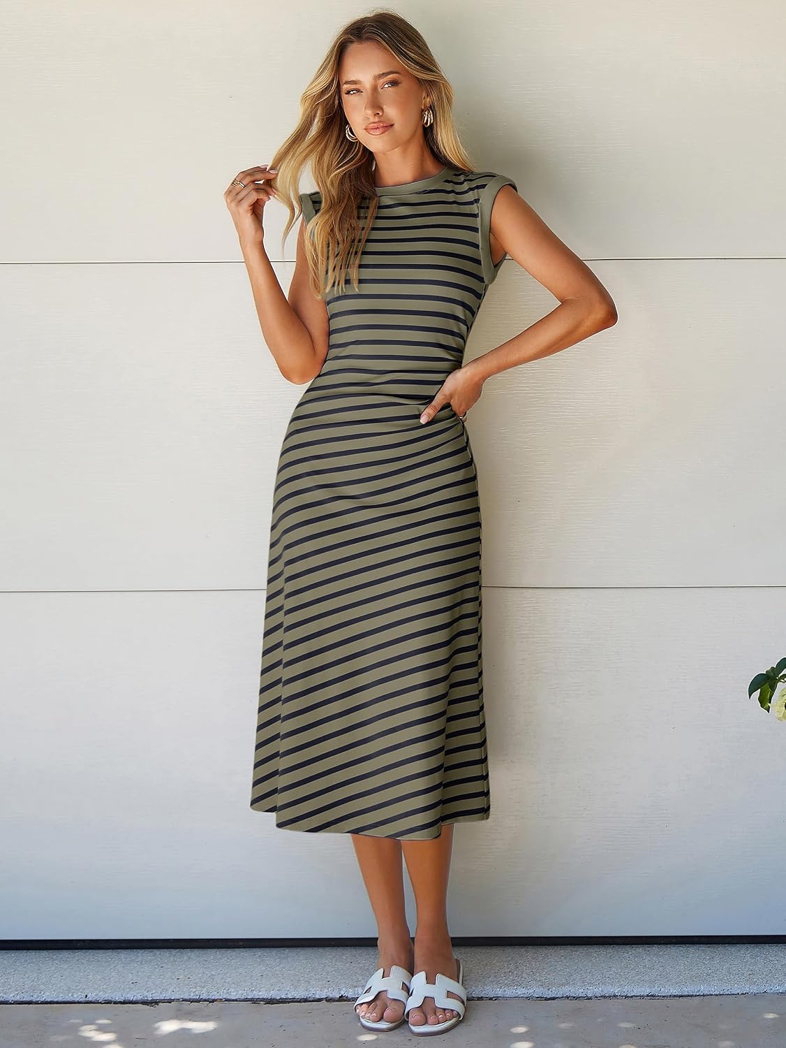 Thumbnail 2 de Glamaker Women Summer T-shirt Midi Dress – Soft A-Line Cap Sleeve, Flattering Yet Easygoing
