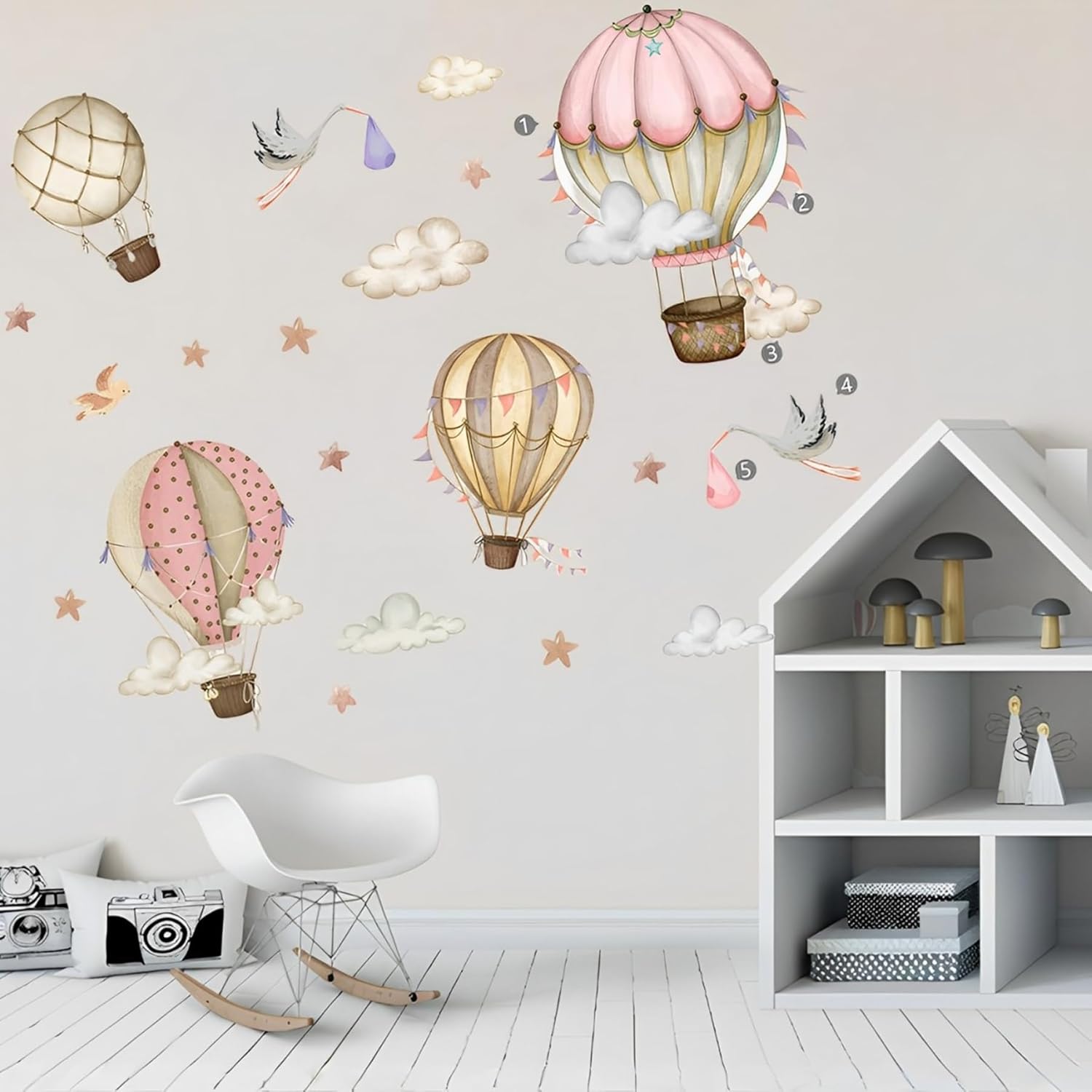 Detalle de Kids Wall Stickers 4 Hot Air Balloons