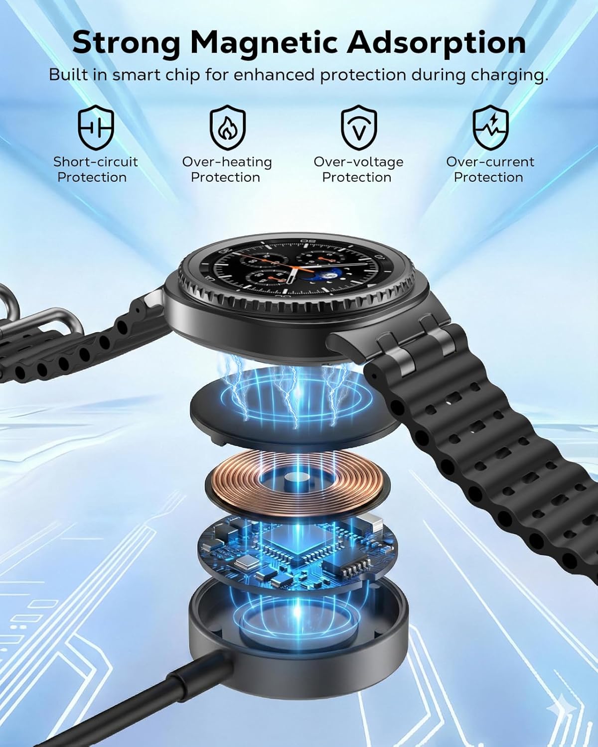 Detalle de MoKo Type-C Galaxy Watch Charger: Magnetic, Universal, with 1m Cable