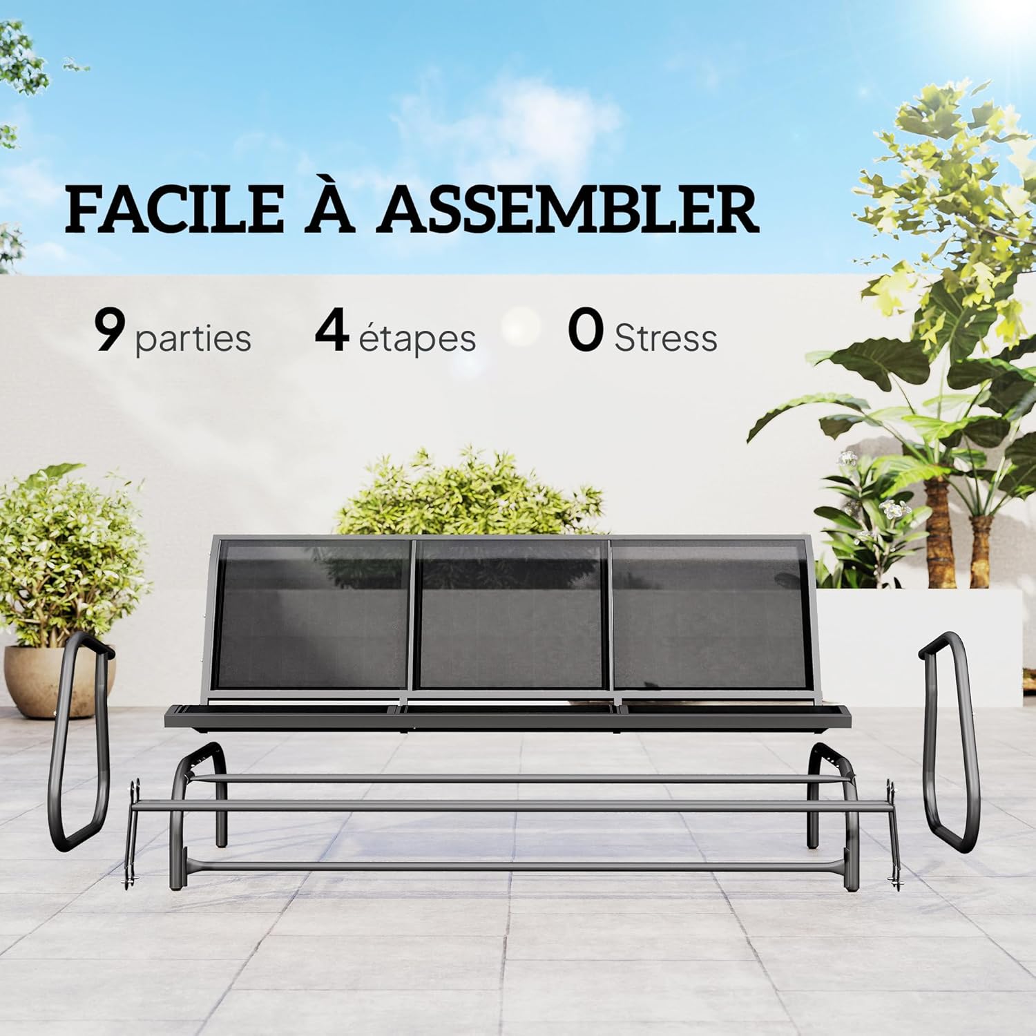 Thumbnail 4 de Outsunny Banc à Bascule de Jardin 3 Places – Design Contemporain et Grand Confort