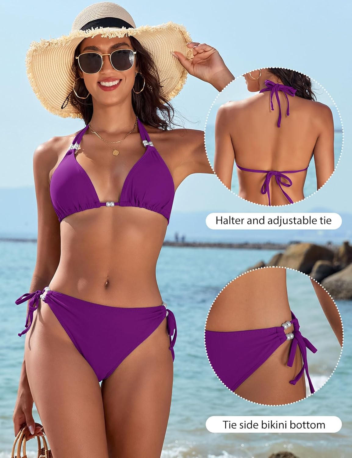 Thumbnail 5 de RITOSTA costume da bagno donna due pezzi con brasiliana e reggiseno triangolo imbottito, imbottito e regolabile