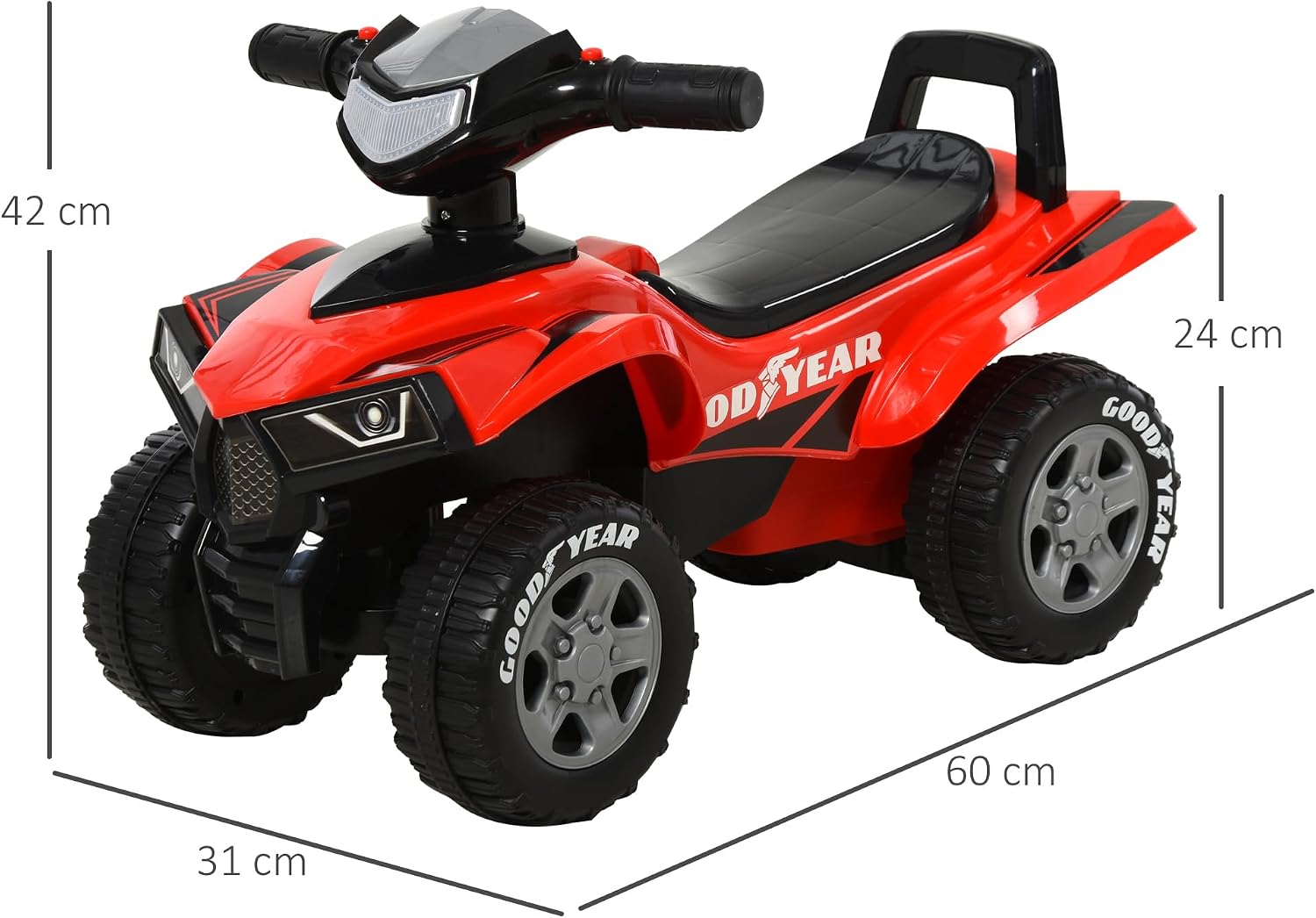 Thumbnail 6 de HOMCOM 370-108RD kinderquad met led-koplampen en claxon
