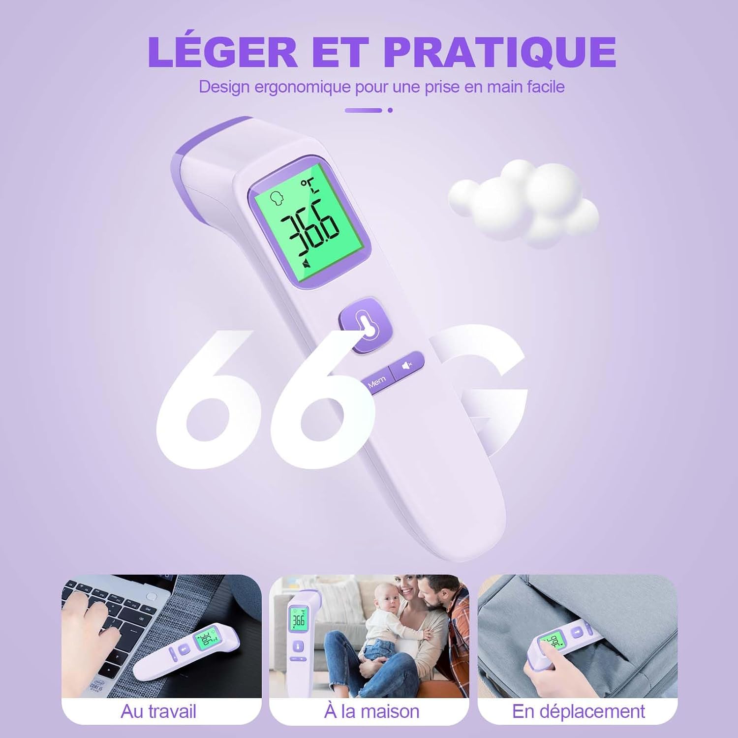 Thumbnail 5 de Viproud Thermomètre frontal 35 enregistrements 🌡