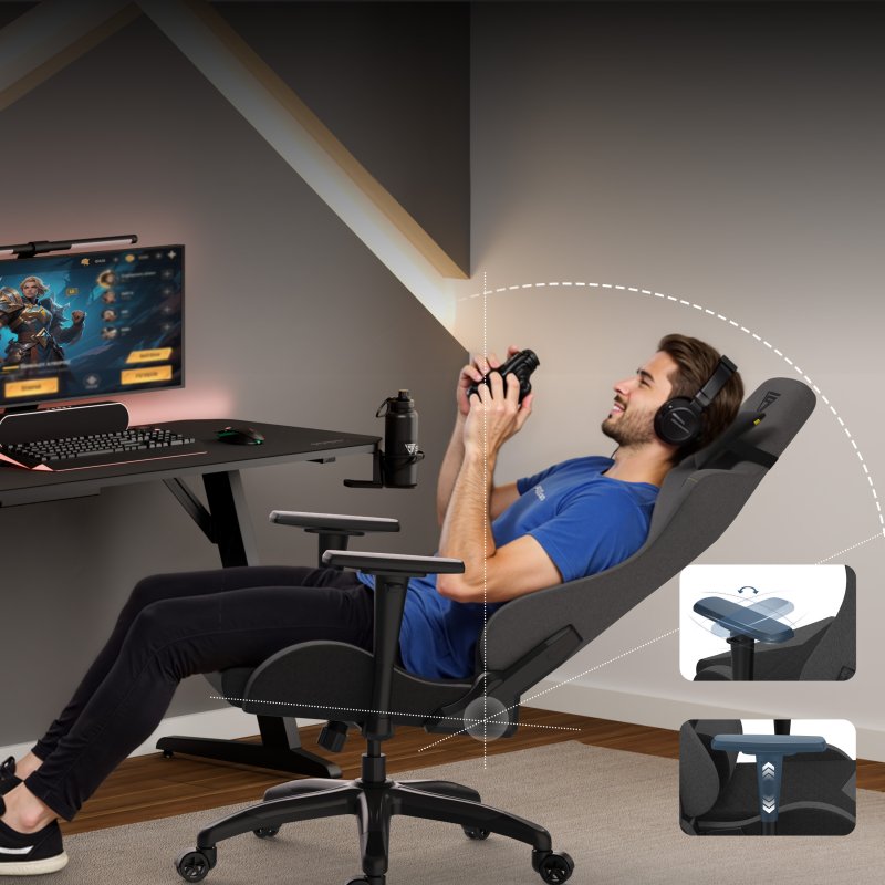 Detalle de SENSE7 Spellcaster Senshi Edition XL: Silla Gaming de Tela Ergonómica con Soporte Lumbar (Gris)