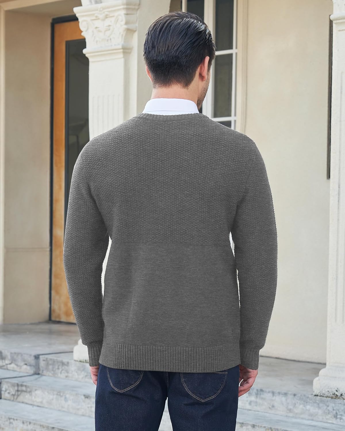 Thumbnail 3 de MLANM Men's Crew Neck Knitted Jumper – Soft, Lightweight Yet Warm Casual Pullover