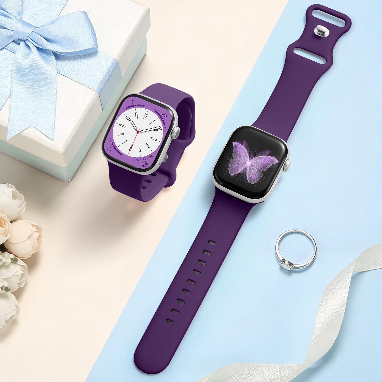 Detalle de DaQin Soft Silicone Band for Apple Watch — 44–49mm, Purple