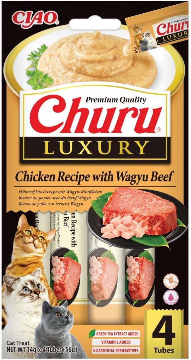 Detalle de INABA Churu Luxury – przysmaki dla kotów z wołowiną Wagyu i kurczakiem, 56 g