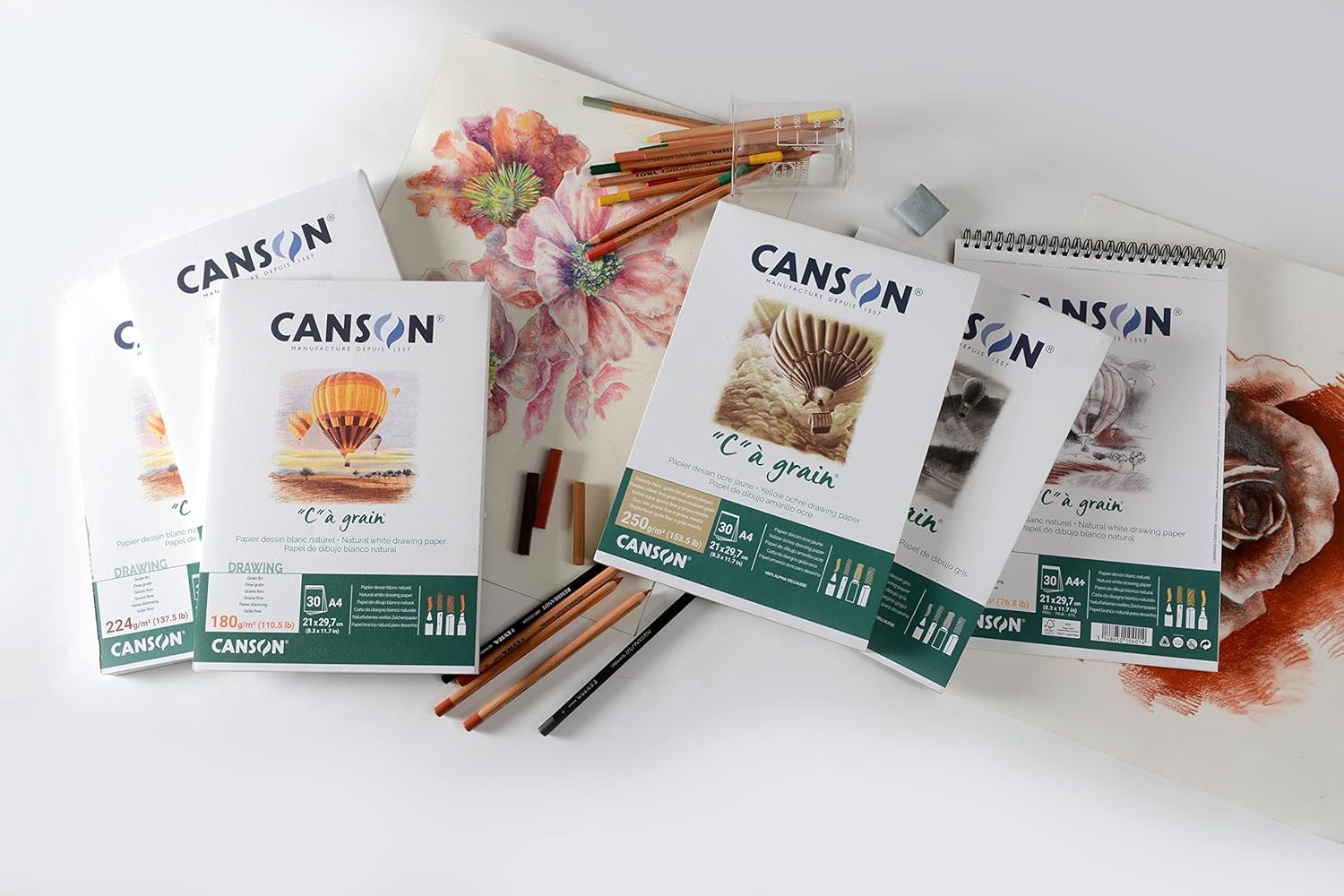 Thumbnail 4 de CANSON 'C' à Grain – Bloc 30 feuilles A3, 224 g/m², papier dessin blanc naturel