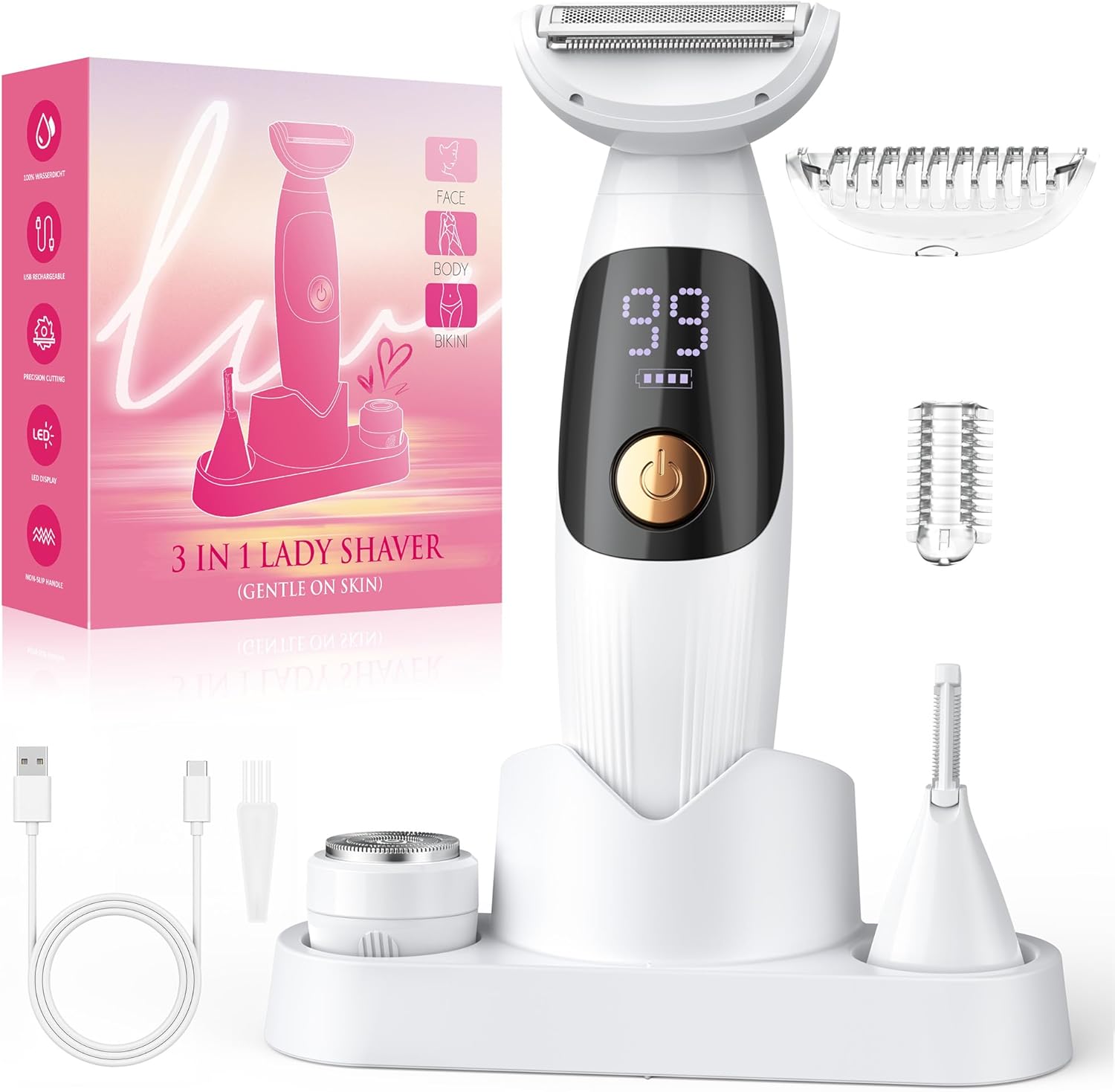 Detalle de Damen Rasierer 3-in-1 IPX7 mit USB