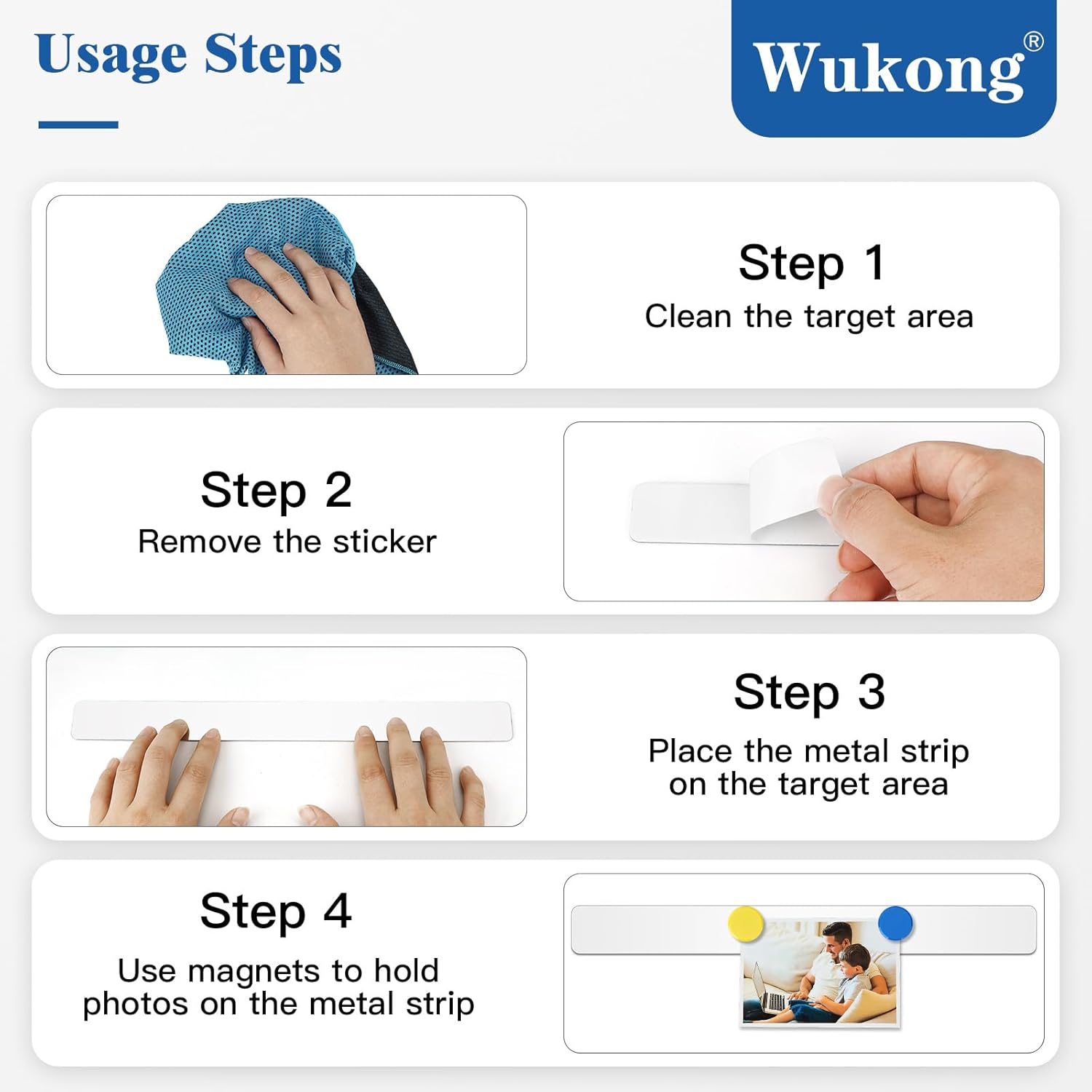 Thumbnail 4 de Wukong Magnettafel/ Memotafel Set (6 Stück) 30 x 3 cm mit 16 runden Magneten