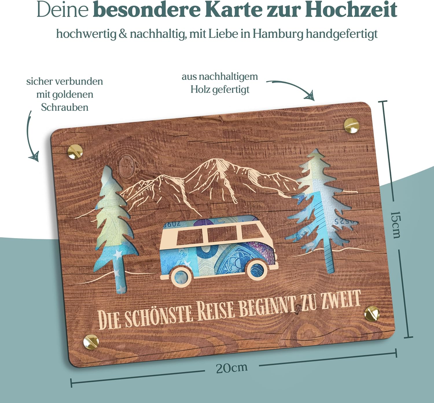 Thumbnail 2 de Hochzeitsgeschenk XL Geldgeschenk aus Holz