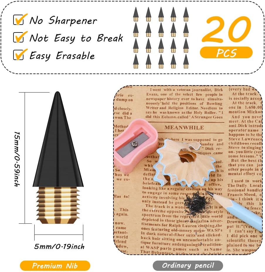Detalle 2 de AUAUY M1-3315403 reservepunten voor inktloos potlood, 20 stuks, grafiet, 0,5 mm