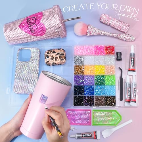 Detalle 2 de LOTWOW 35000 Pcs Resin Jelly Rhinestones Kit – All-in-One Bedazzling Set for DIY Arts & Crafts