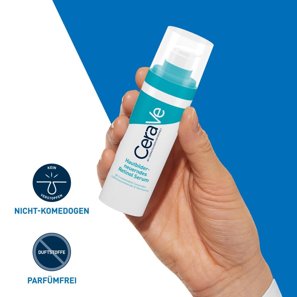 Detalle de CeraVe Hautbilderneuerndes Retinol Serum – 30 ml für zu Akne neigende Haut