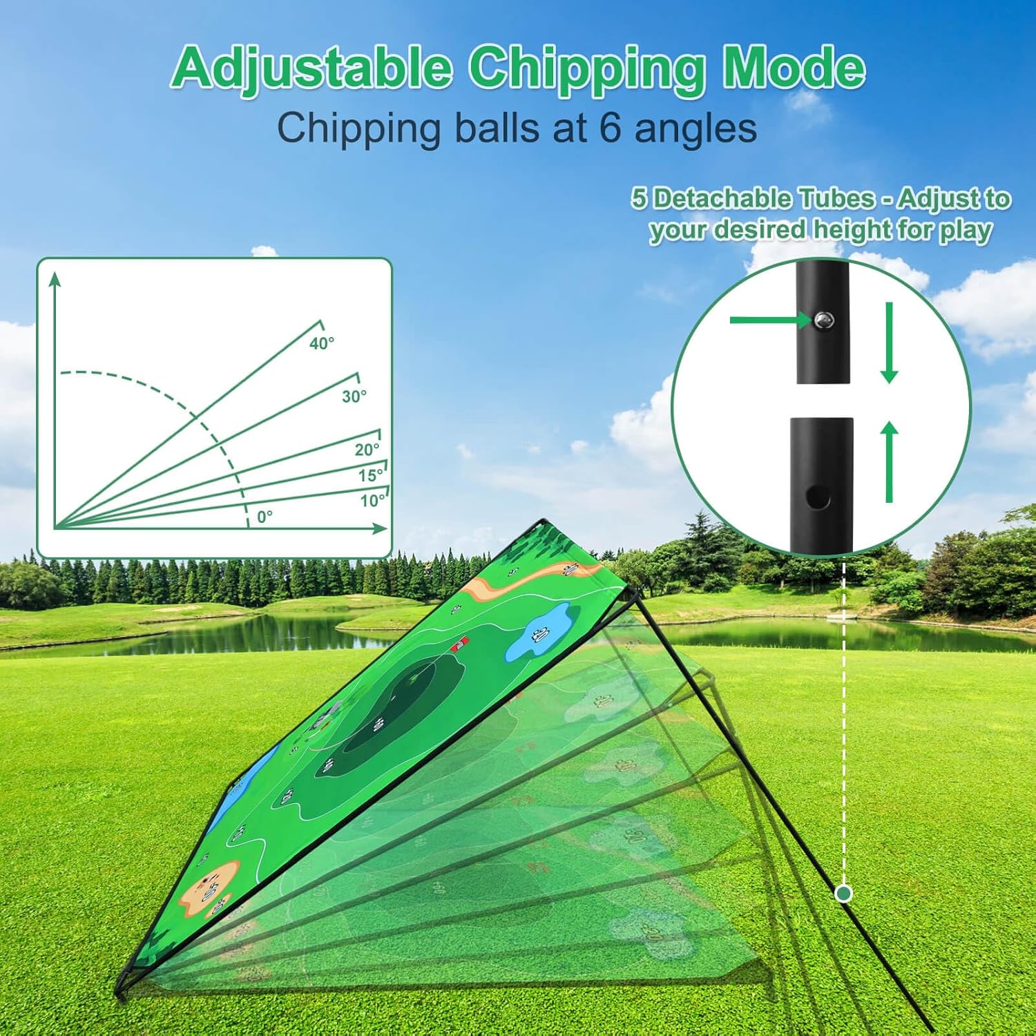 Thumbnail 3 de KEMLDIVS Golf Chipping Game Set — 71" x 71" Backyard Chipping Pong with Two Modes