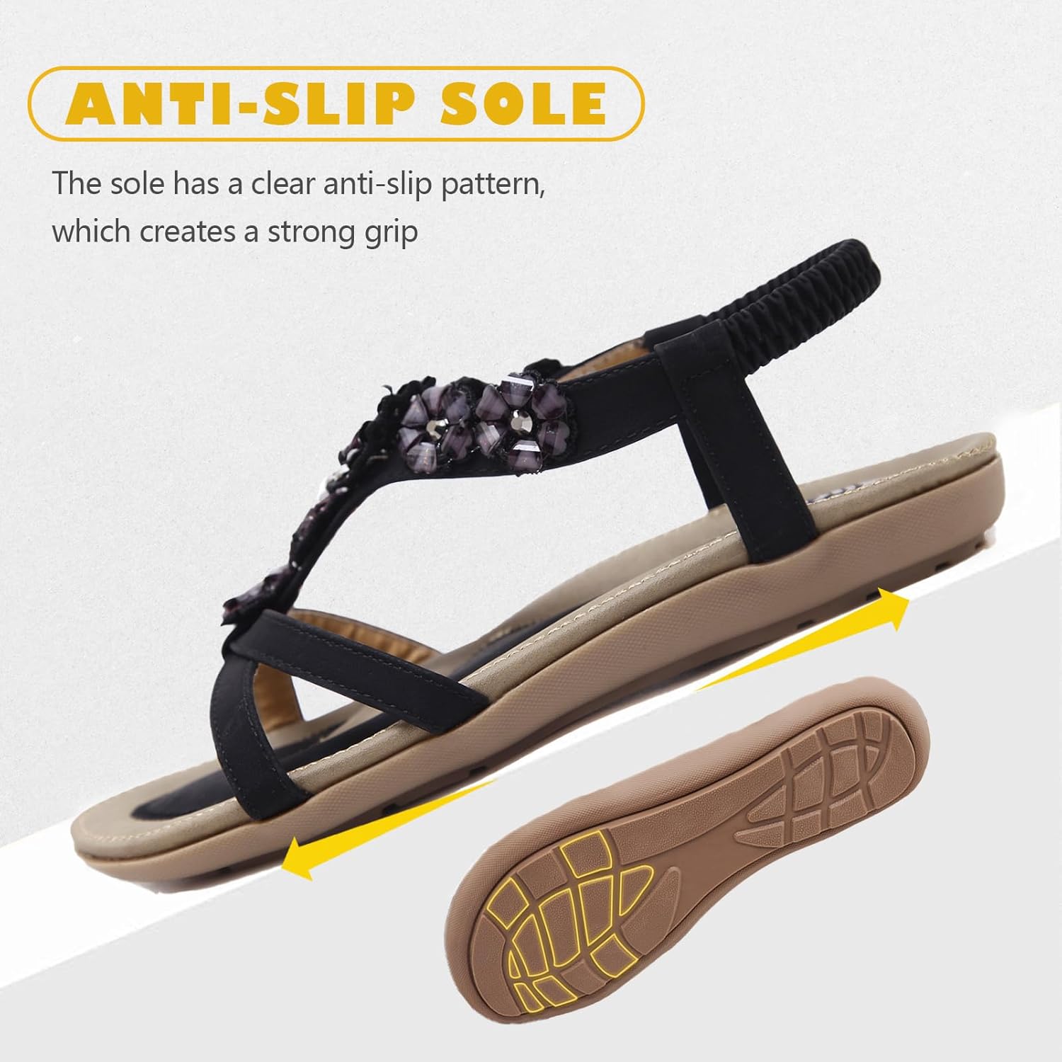 Thumbnail 4 de Acfoda Sandalen Damen Sommer mit weiches Fussbett, Gr.35-44 – Slip-On mit Strassschmuck
