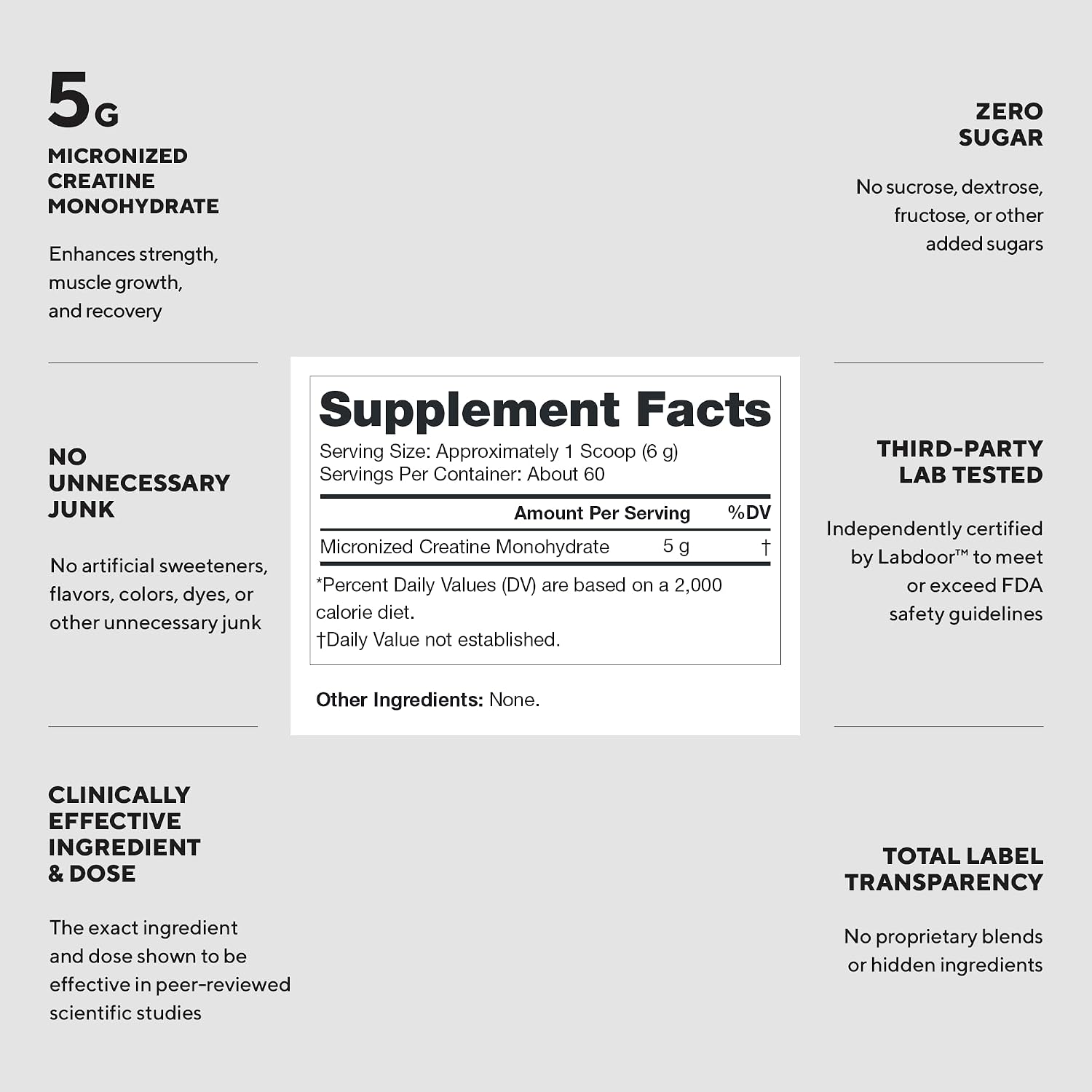 Thumbnail 1 de Legion Micronized Creatine Monohydrate Powder, 5g, Unflavored, 60 Servings