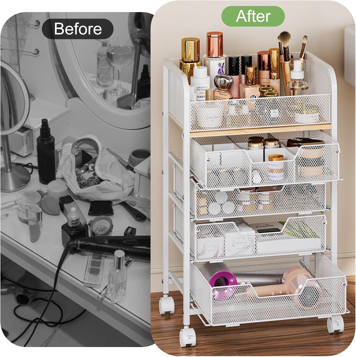 Thumbnail 4 de Hongtamoya Makeup Cart Organizer 4-Drawer White