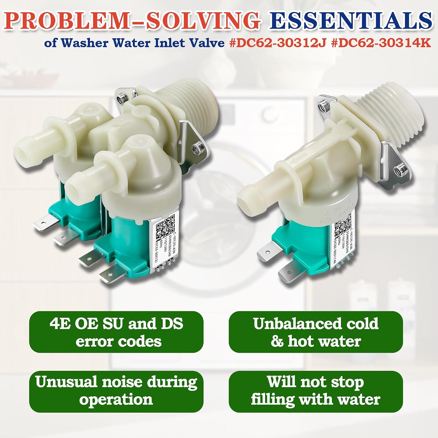 Thumbnail 4 de Bakaoof DC62-30312J & DC62-30314K Washer Water Inlet Valve Set, 2-Piece