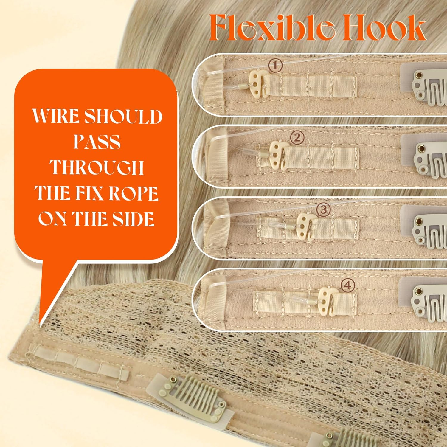 Thumbnail 3 de Sunny Hair Invisible Wire Human Hair Extensions (12 Inch, 85G) in 16/22 Golden Blonde Highlights