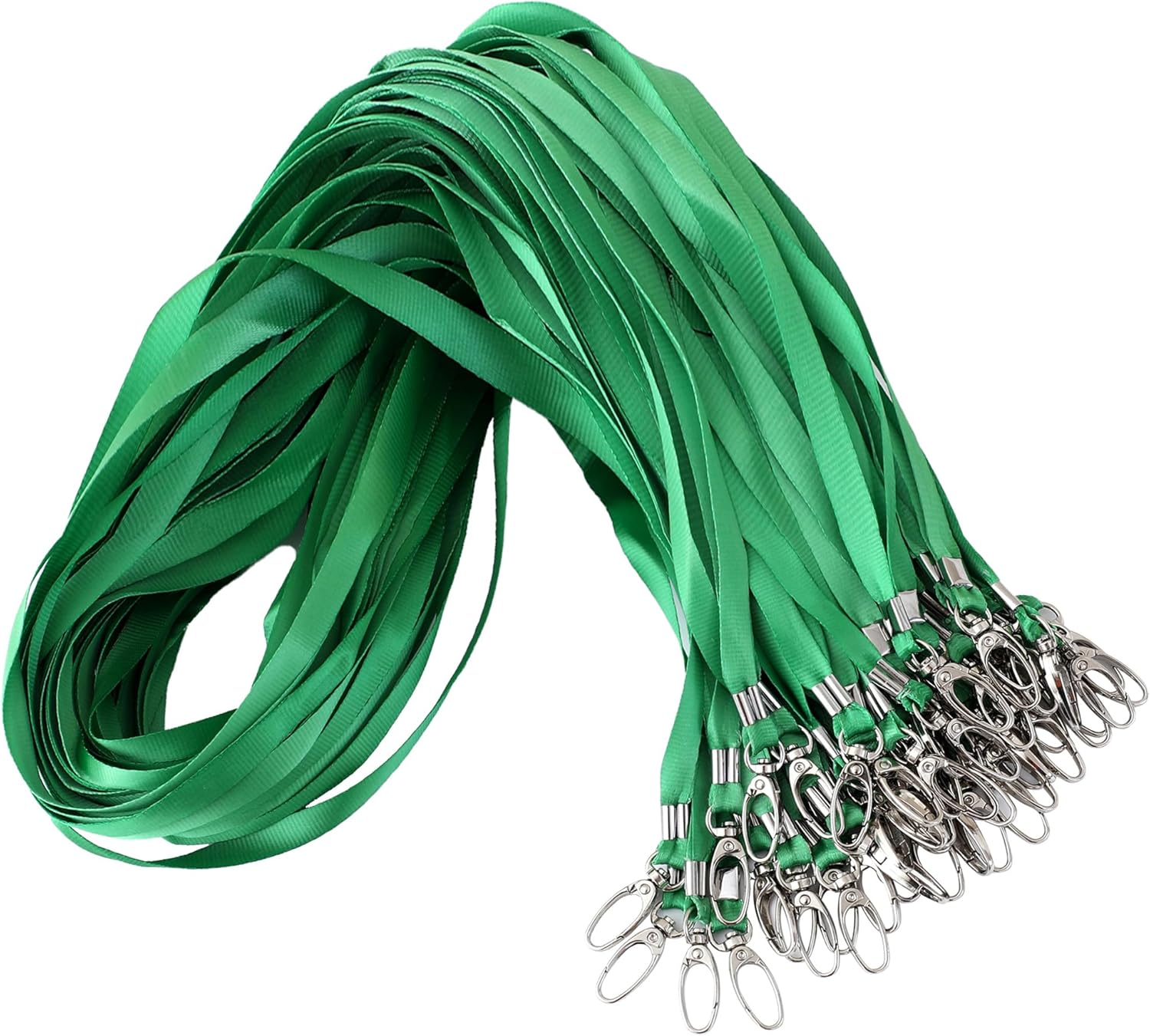 ROSSHINE 25pcs green nylon neck lanyards with swivel metal hook (46cm) for keys, ID cards and badges